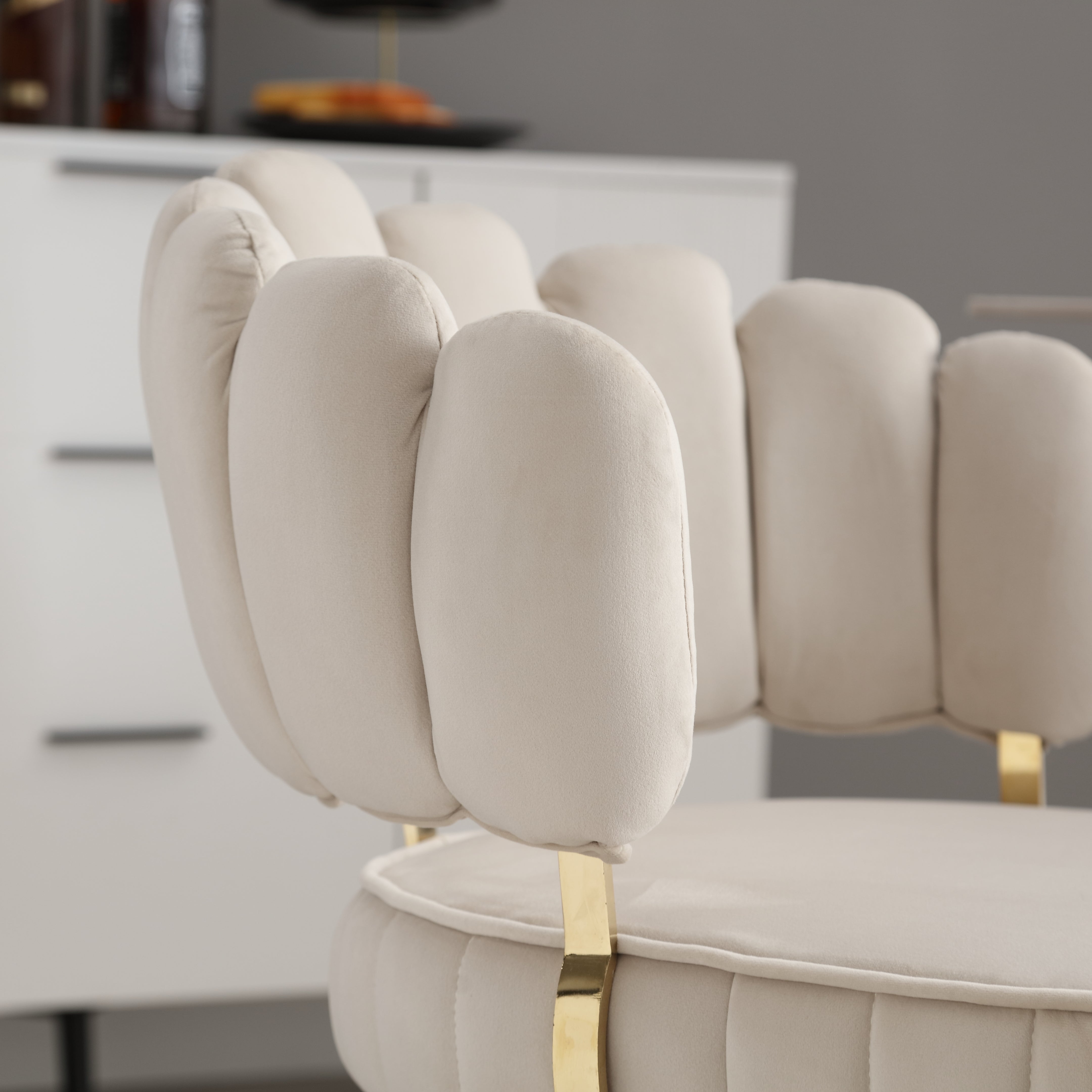 Logidon Modern Velvet Living Room Chairs Ivory Velvet Set of 2