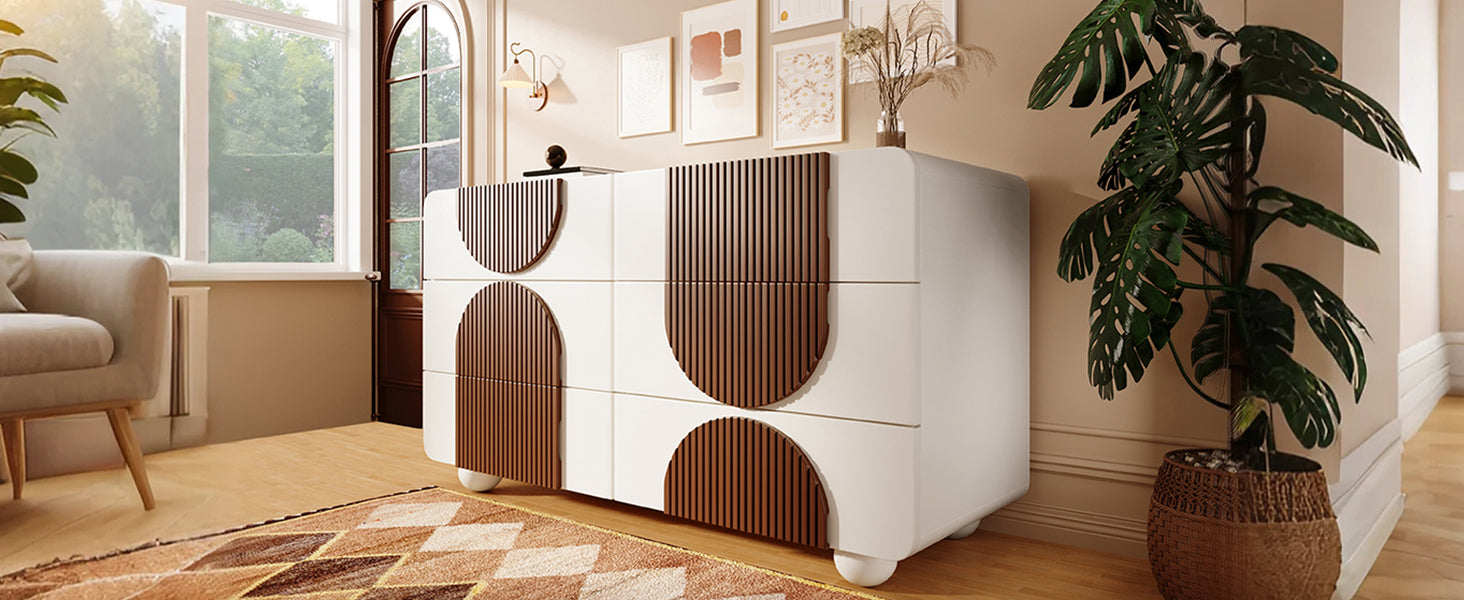 Logidon ladekast 6 lades wit bruin houten latten 121x71x41 cm