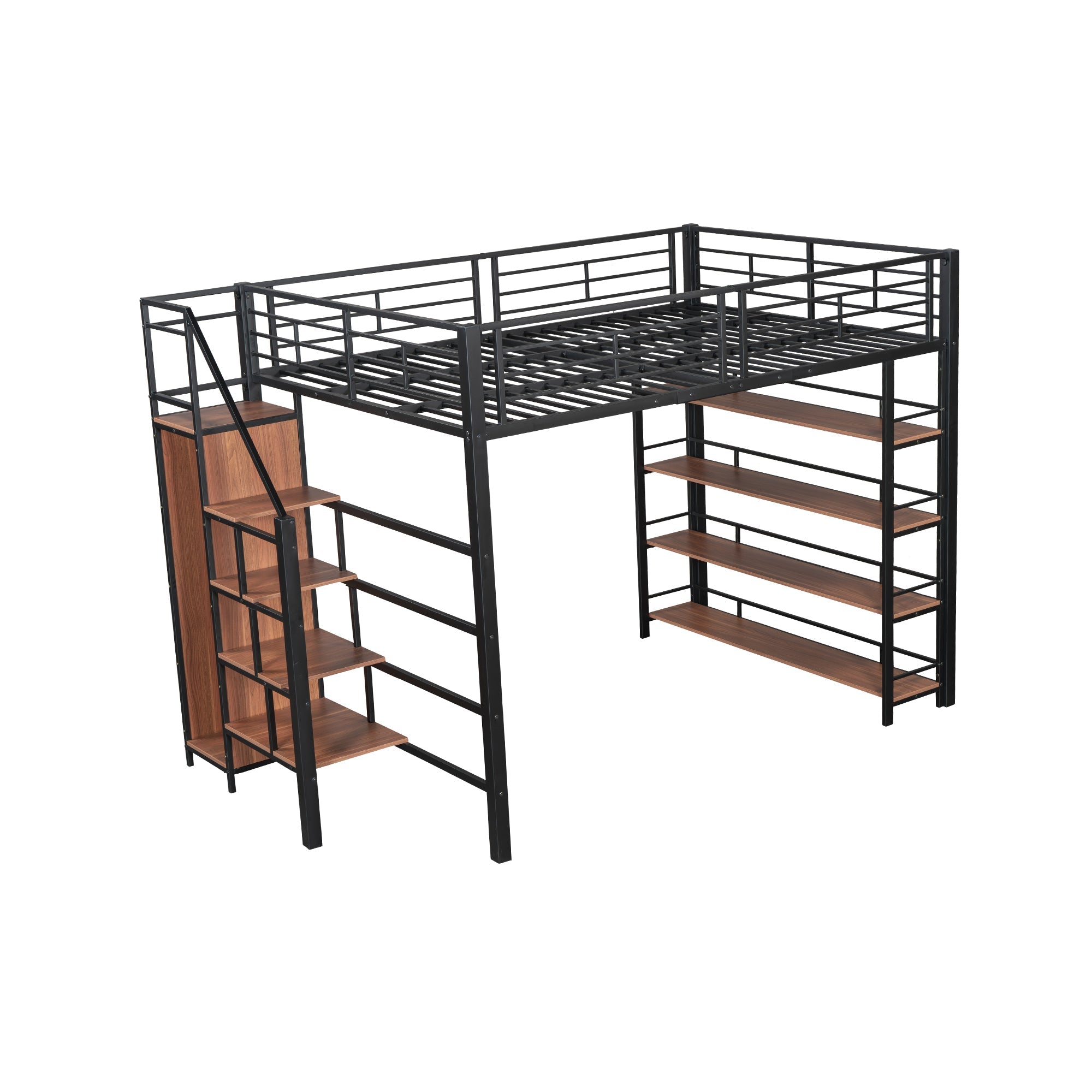Logidon hoogslaper 140x200 met veiligheidstrap en opbergruimte zwart