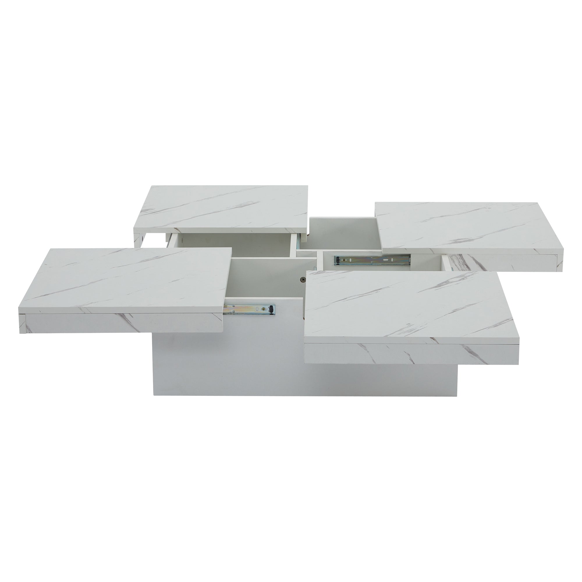 Logidon vierkante salontafel wit marmerlook 90x90x25 cm met lades
