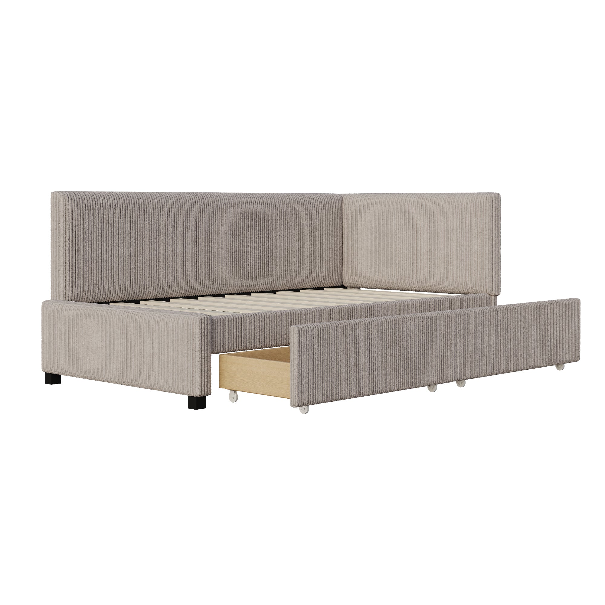 Logidon gestoffeerde slaapbank 90x200 grijs velours met opbergruimte