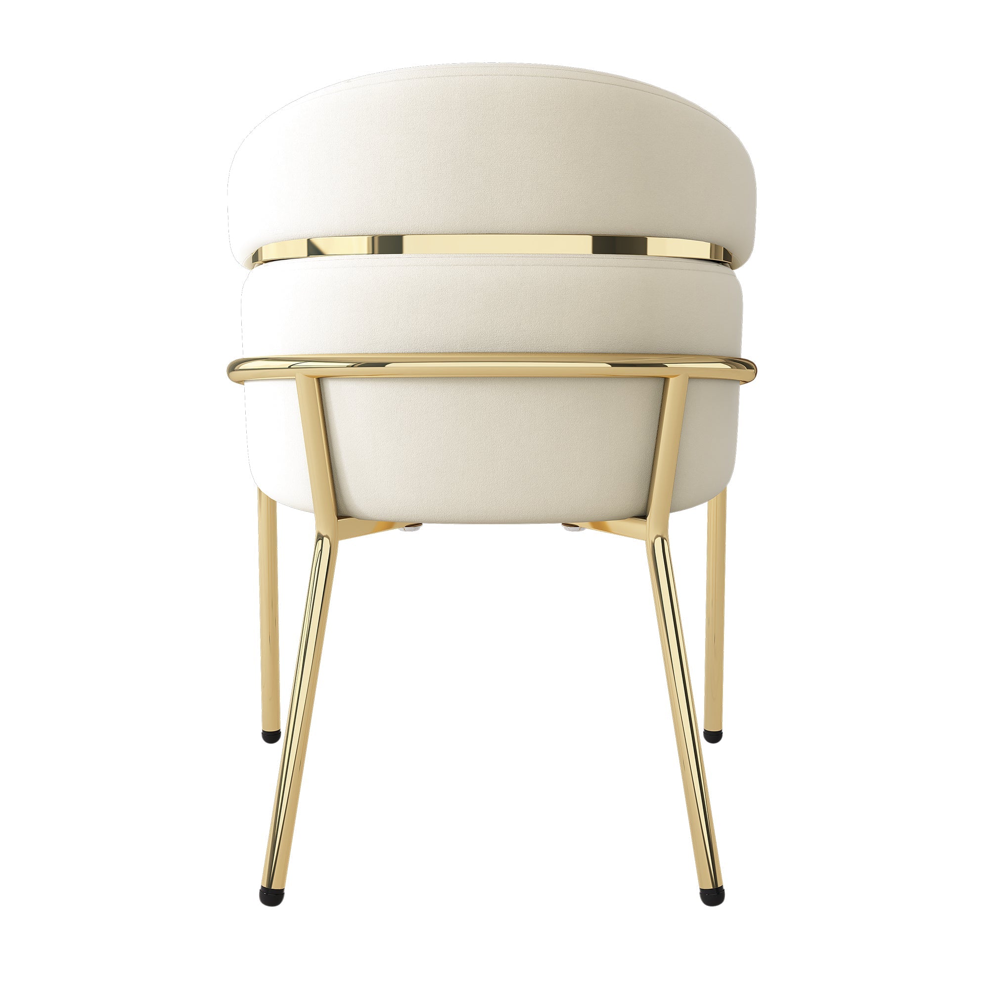 Logidon Dining Chair Set of 2 Beige Velvet with Golden Legs