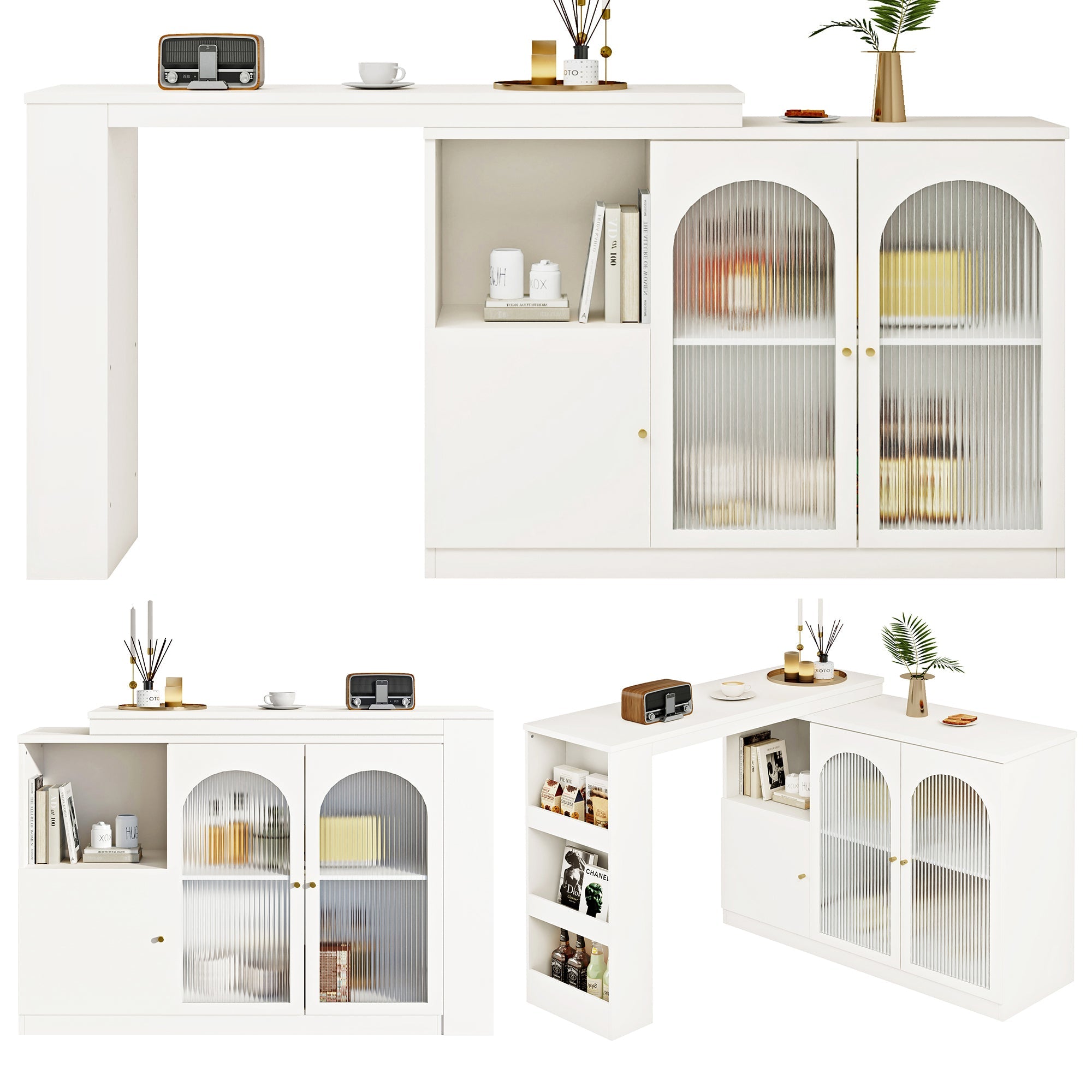 Logidon 360 graden draaibare bartafel 120x40x97 cm wit