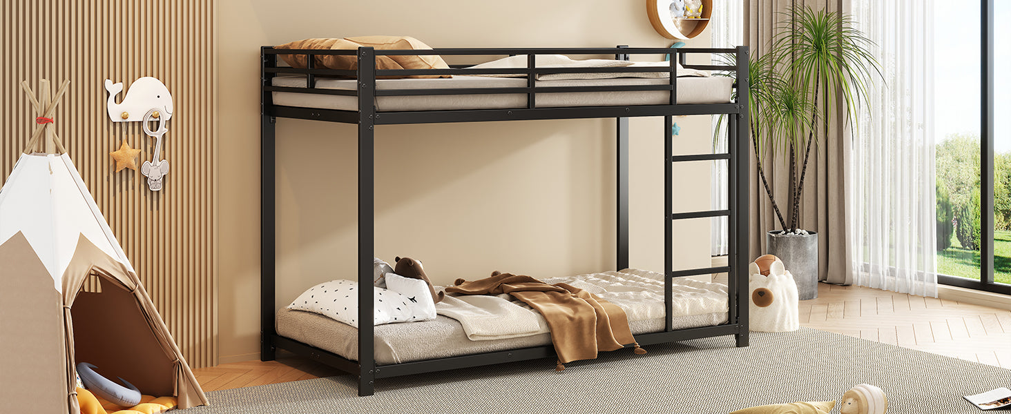 Logidon Bunk Bed Metal 90x200 Black Classic Shape Children's Bed