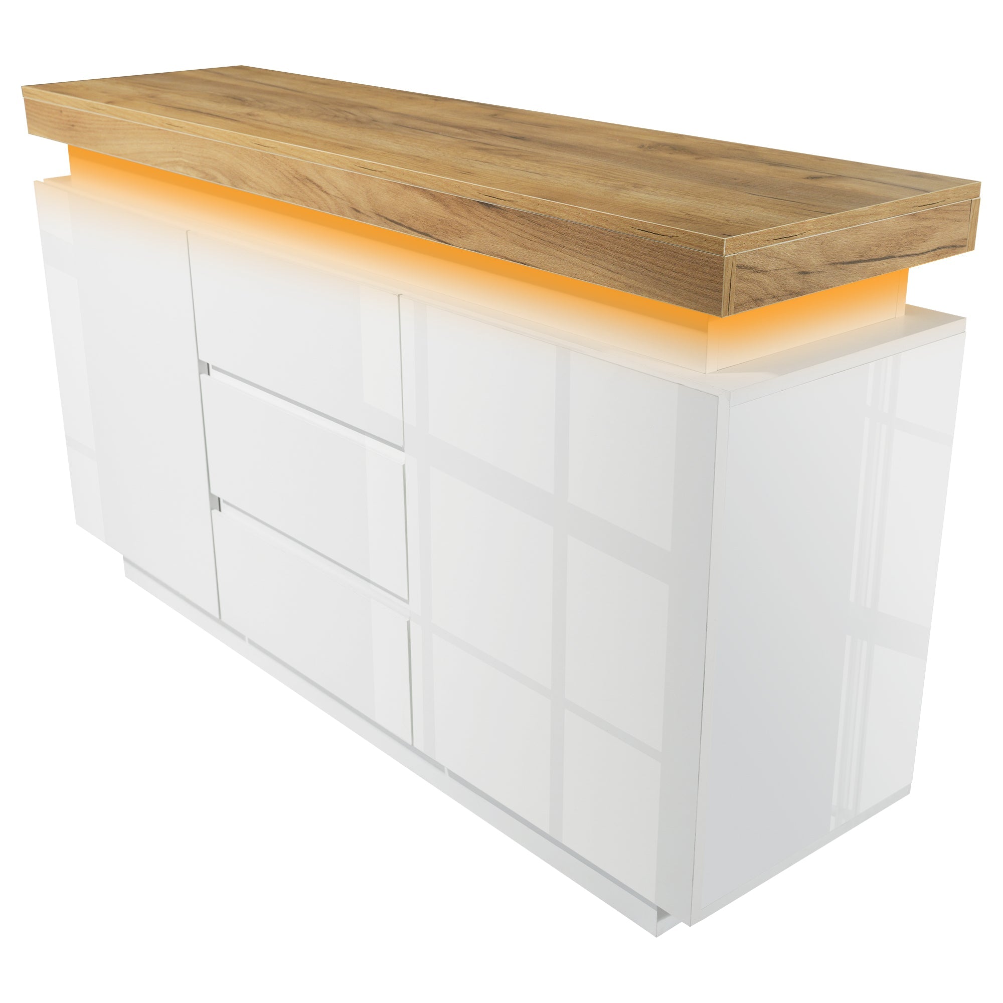 Logidon Wit Dressoir Met LED Verlichting 2 Deurs 3 Lades
