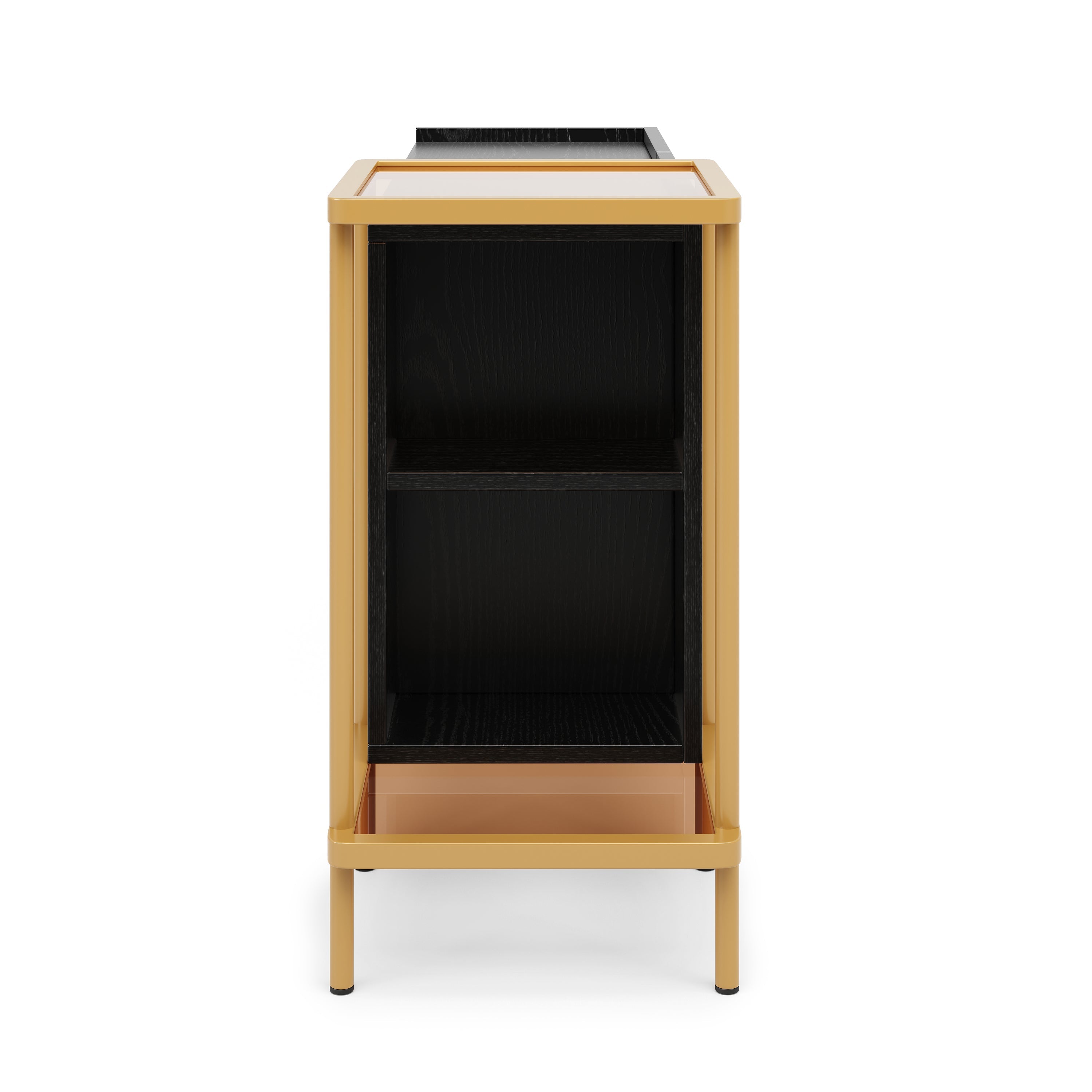 Logidon Dressoir Zwart Glazen Blad En Metalen Poten 120x40x77.5