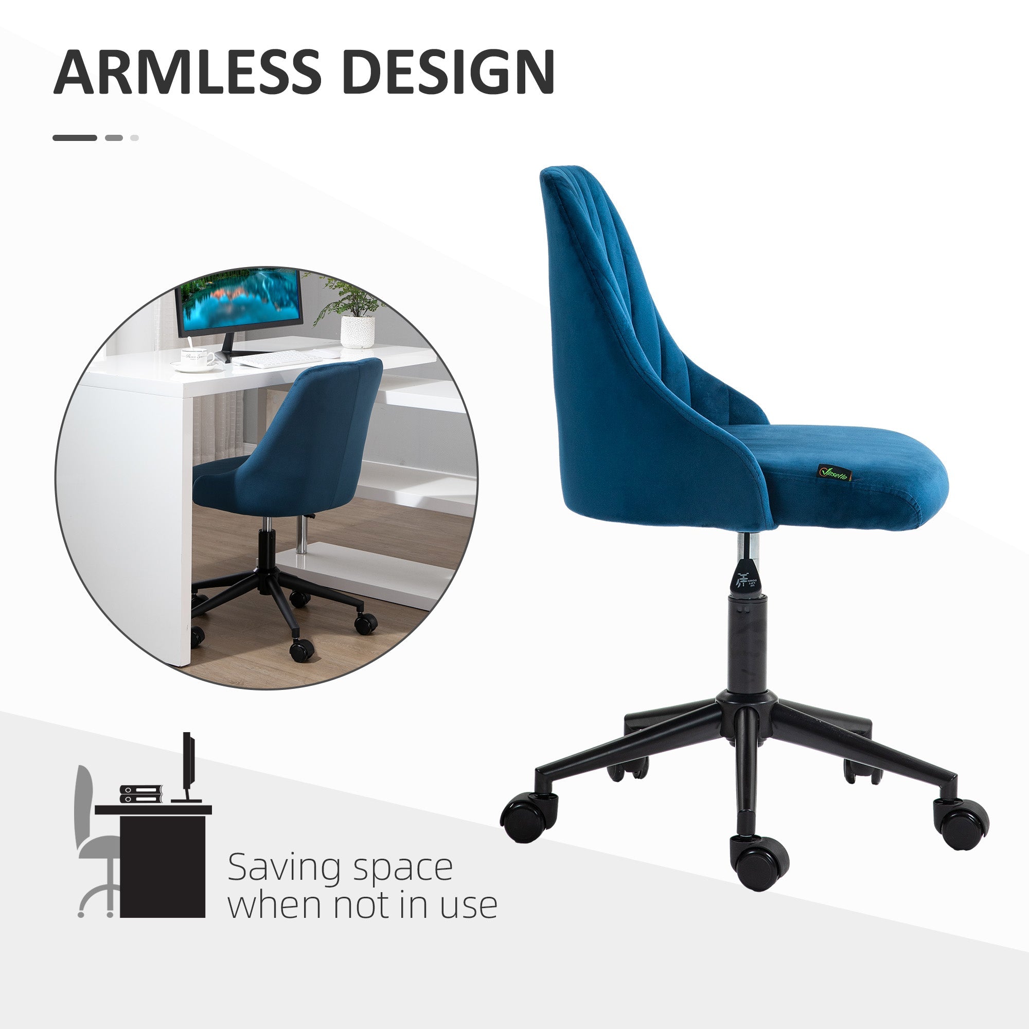 Logidon Vinsetto bureaustoel blauw in hoogte verstelbaar ergonomisch