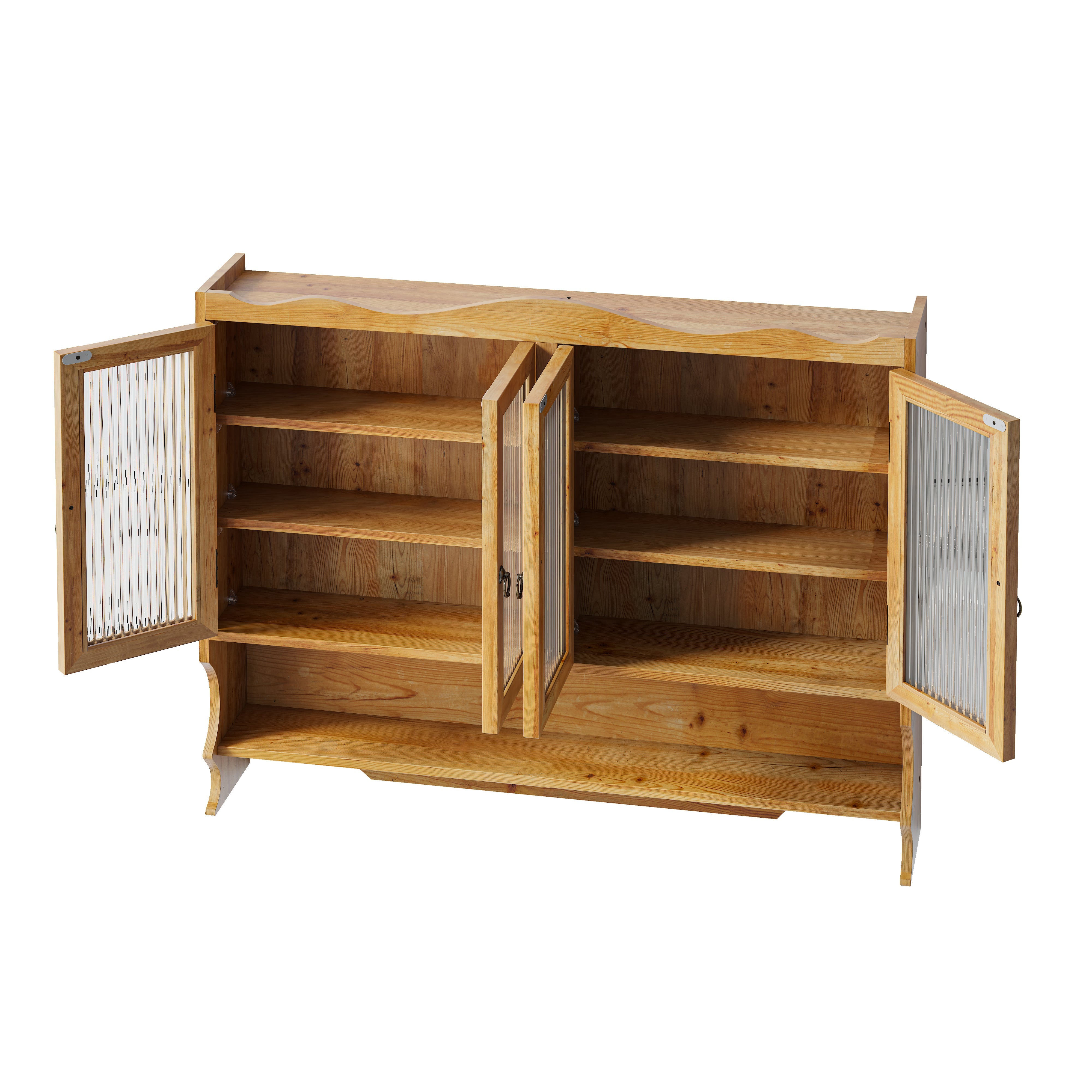 Logidon Retro wanddoos 100cm 4 deuren 2 niveaus open haken naturel hout