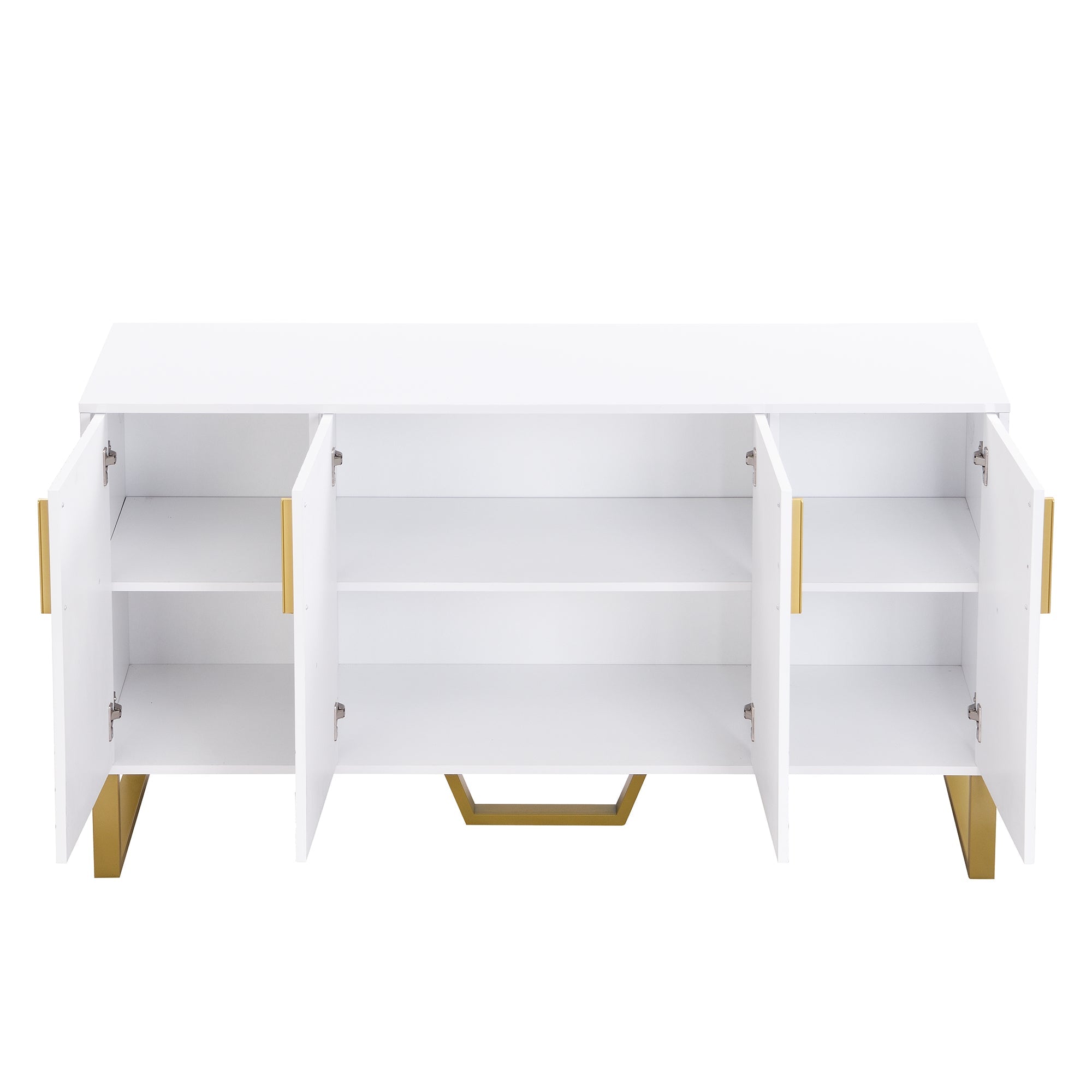 Logidon hoogglans dressoir wit 4 deuren geometrisch ontwerp 140x40x80