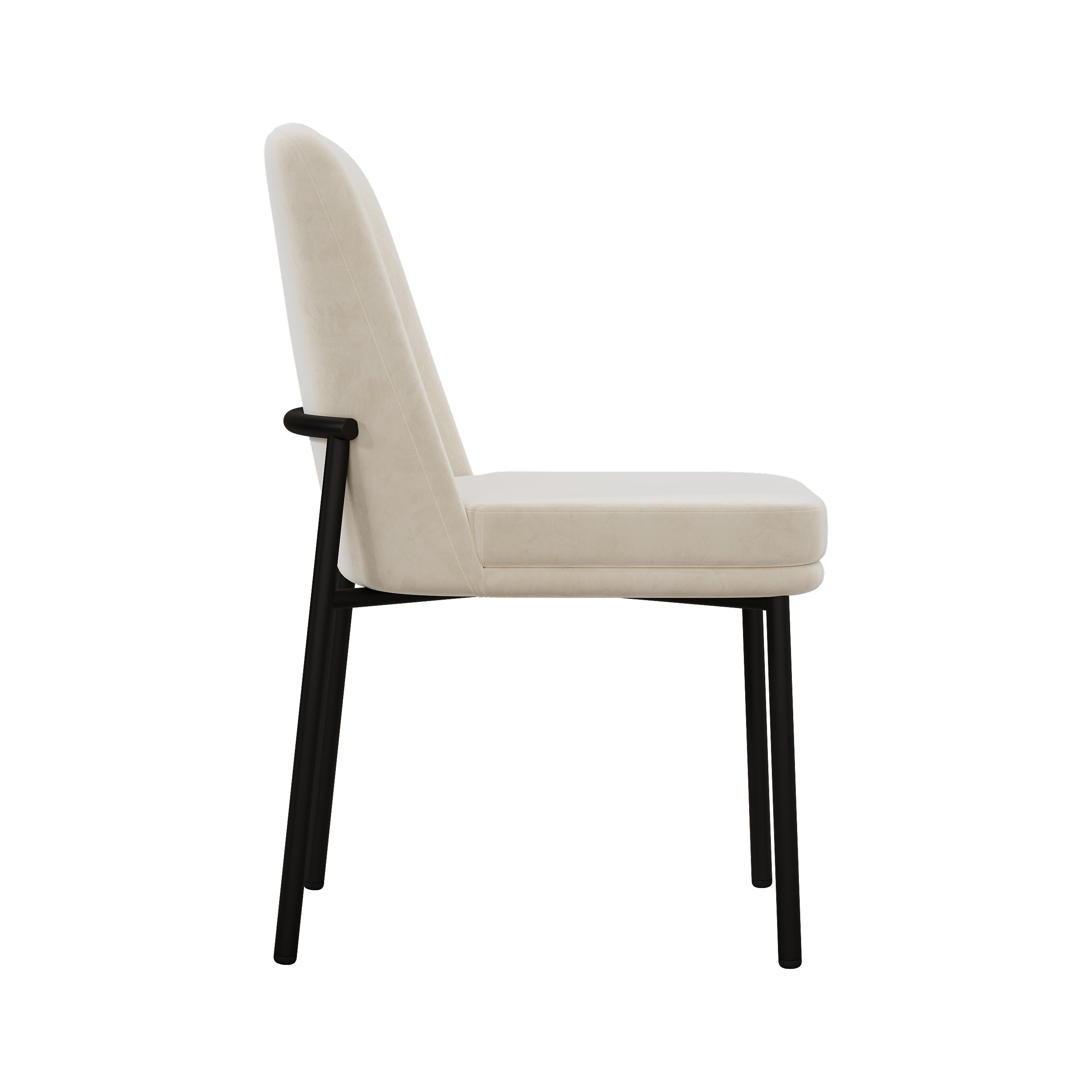 Logidon eetkamerstoelen set van 2 beige fluwelen dikke zitkussens metalen poten