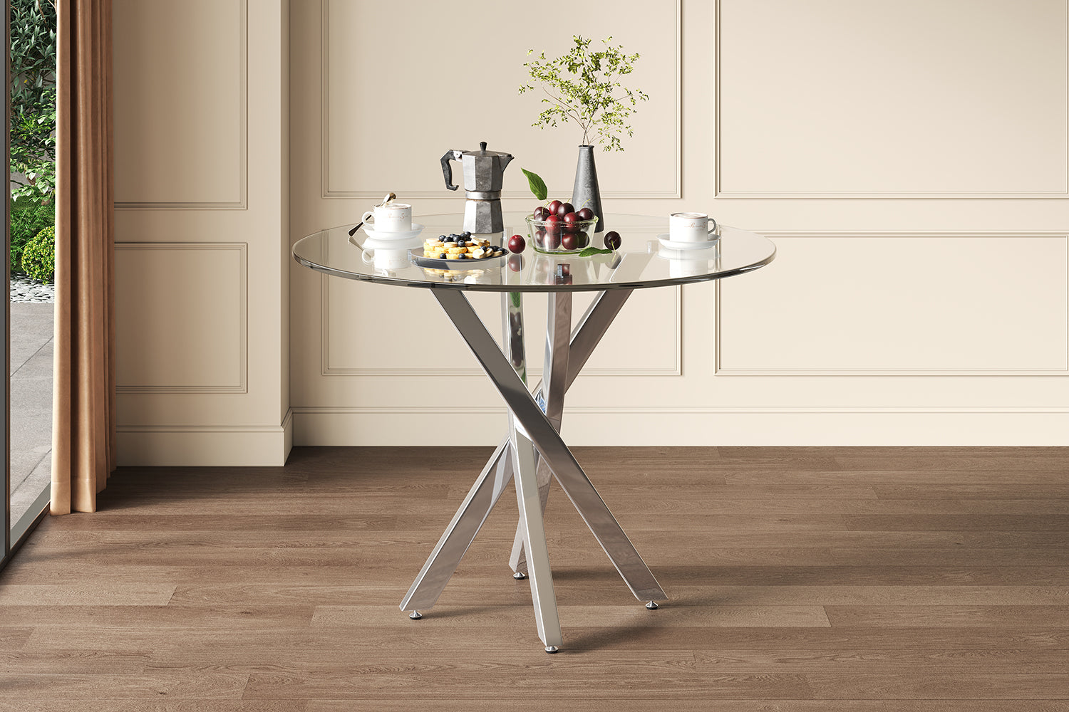 Logidon Dining Table Set Glass 80x80 cm Tempered Glass 2 Chairs Gray Silver