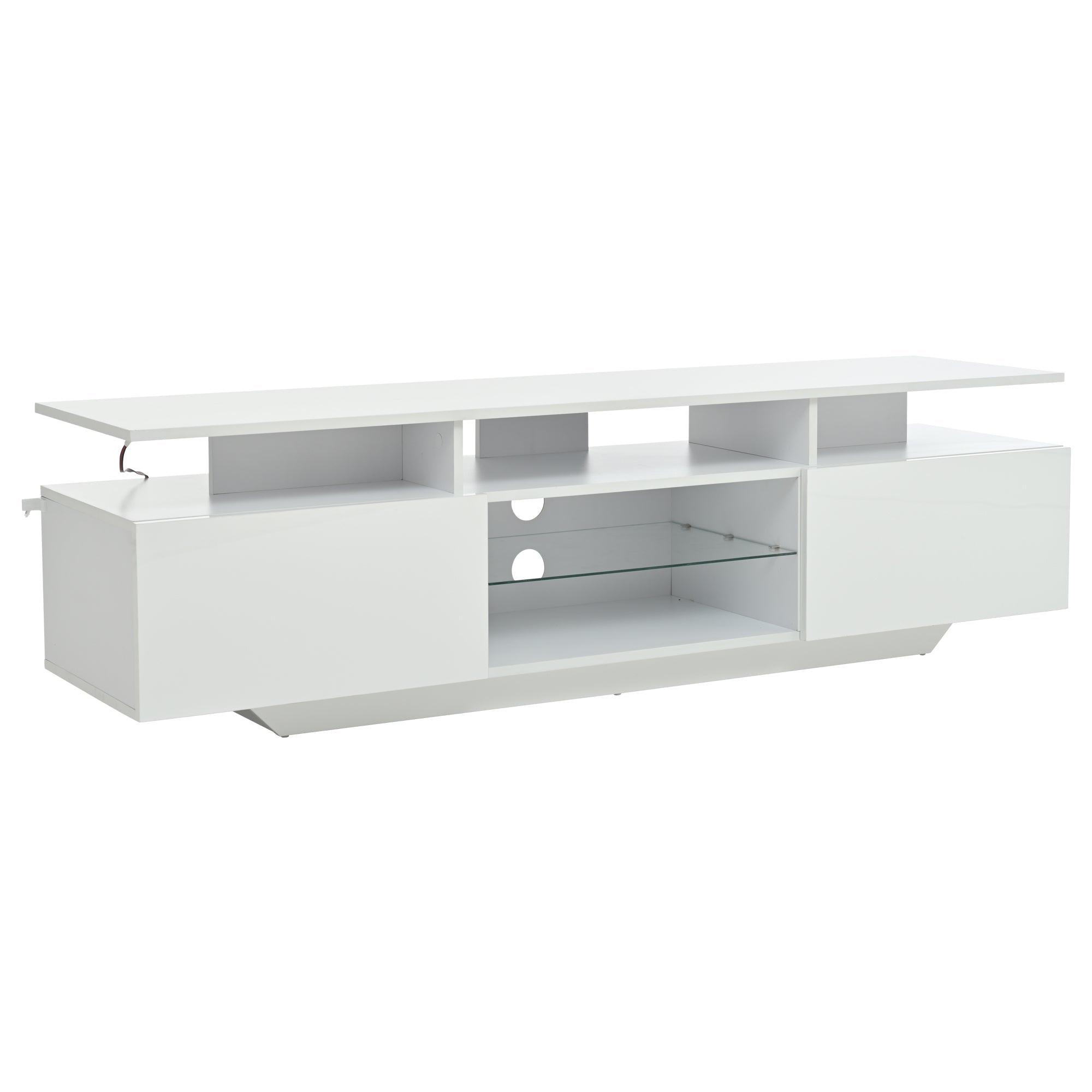 Logidon TV-meubel hoogglans wit 160 x 40 x 45 cm met LED lichtstrip glasplanken