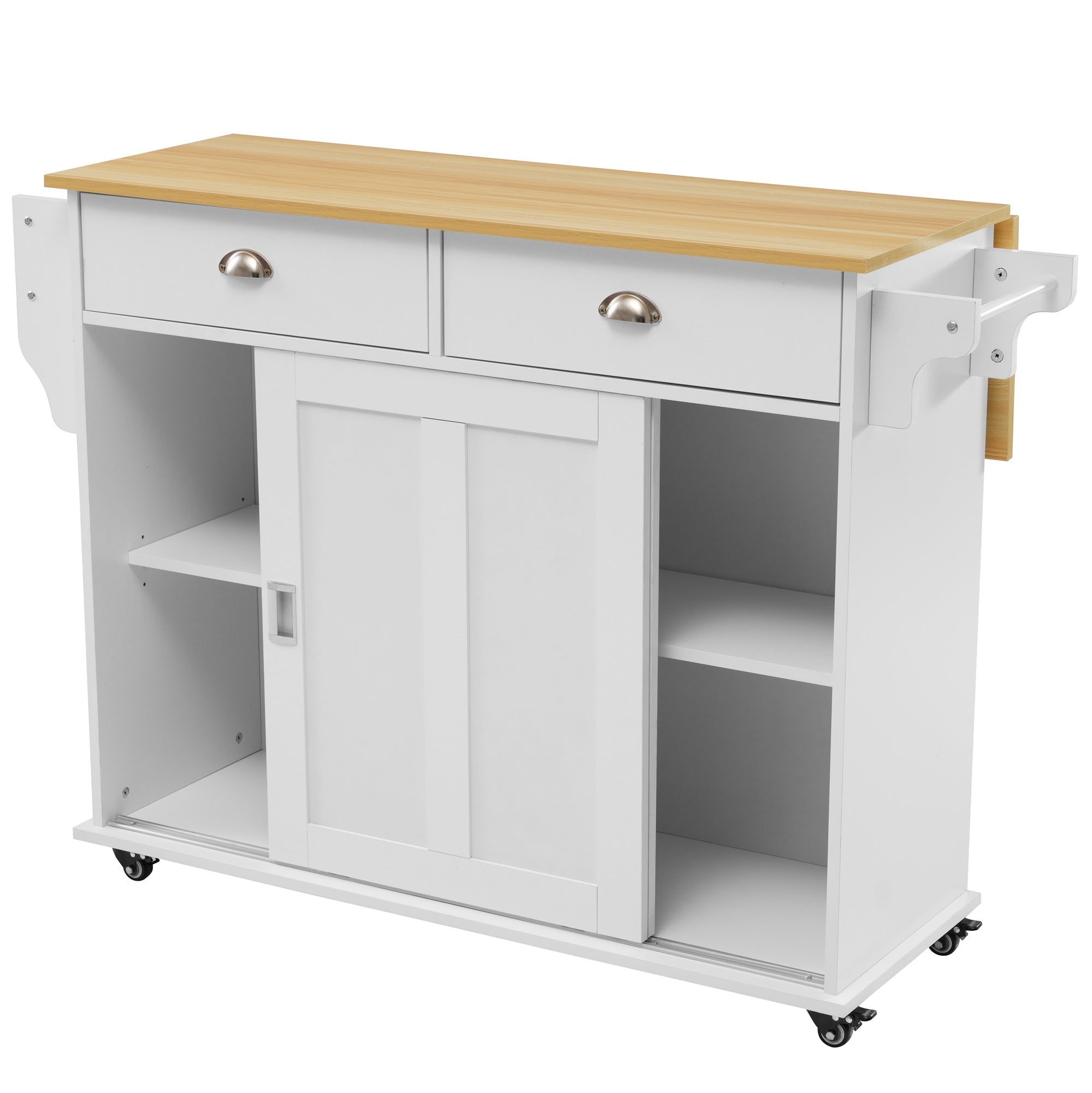 Logidon Dining Room Trolley Sideboard with Folding Table White/Natural Wood