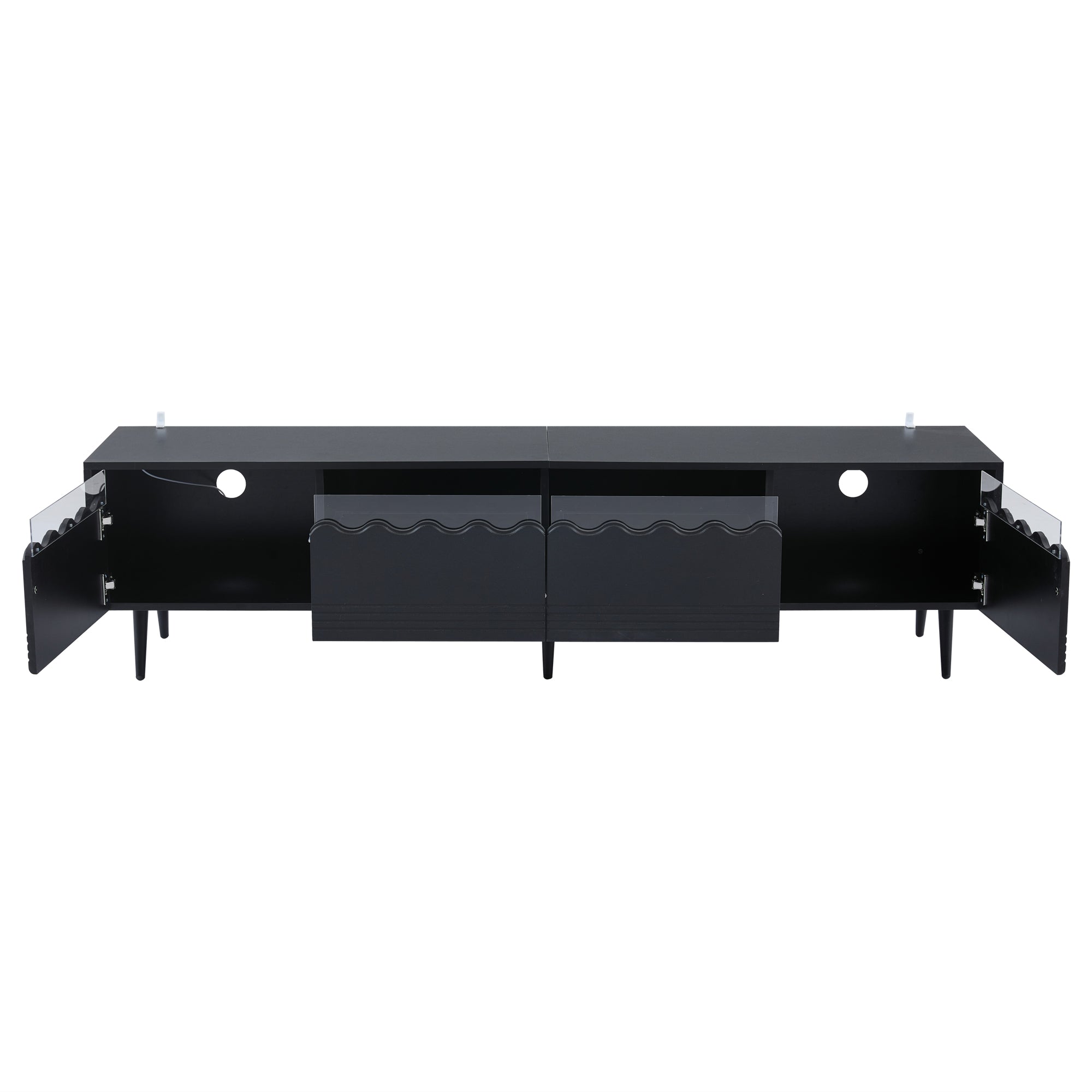 Logidon 176x38x45 cm zwart TV-lowboard met LED-verlichting