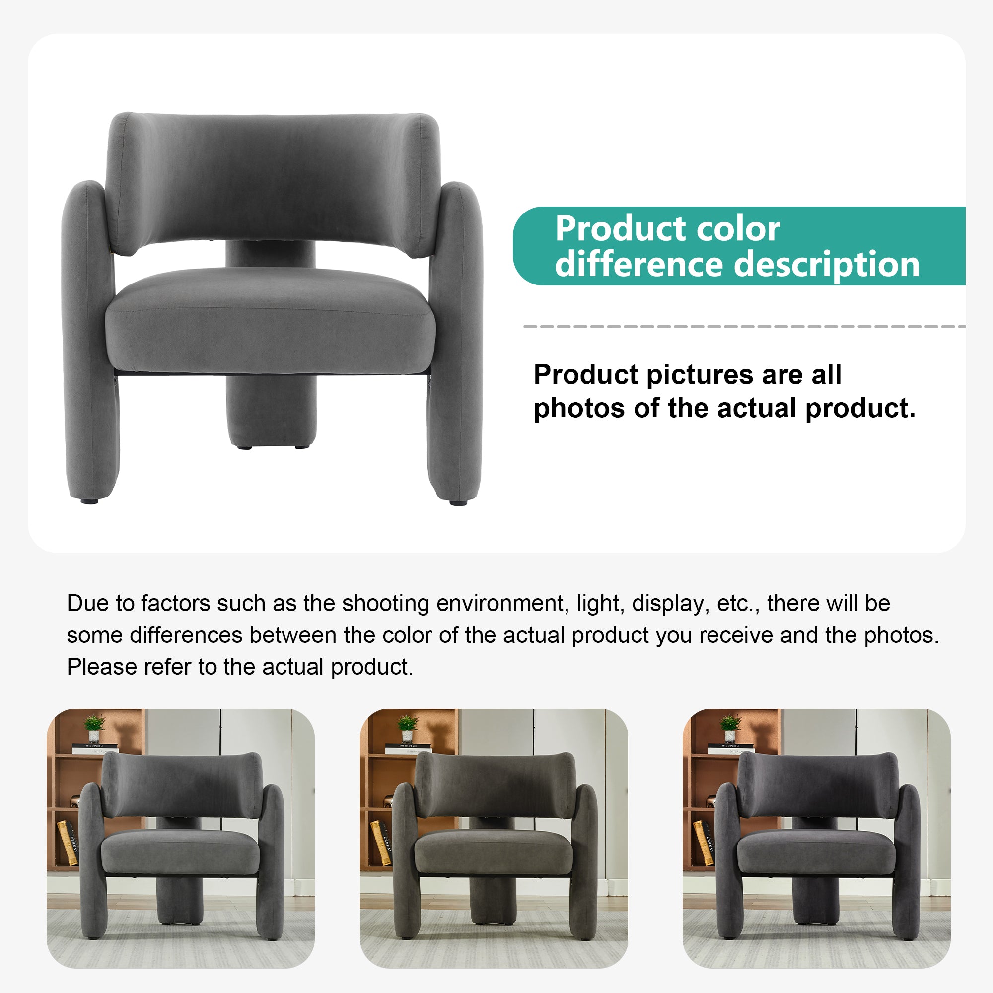 Logidon Moderne grijze loungestoel 78x52x74 cm, verend