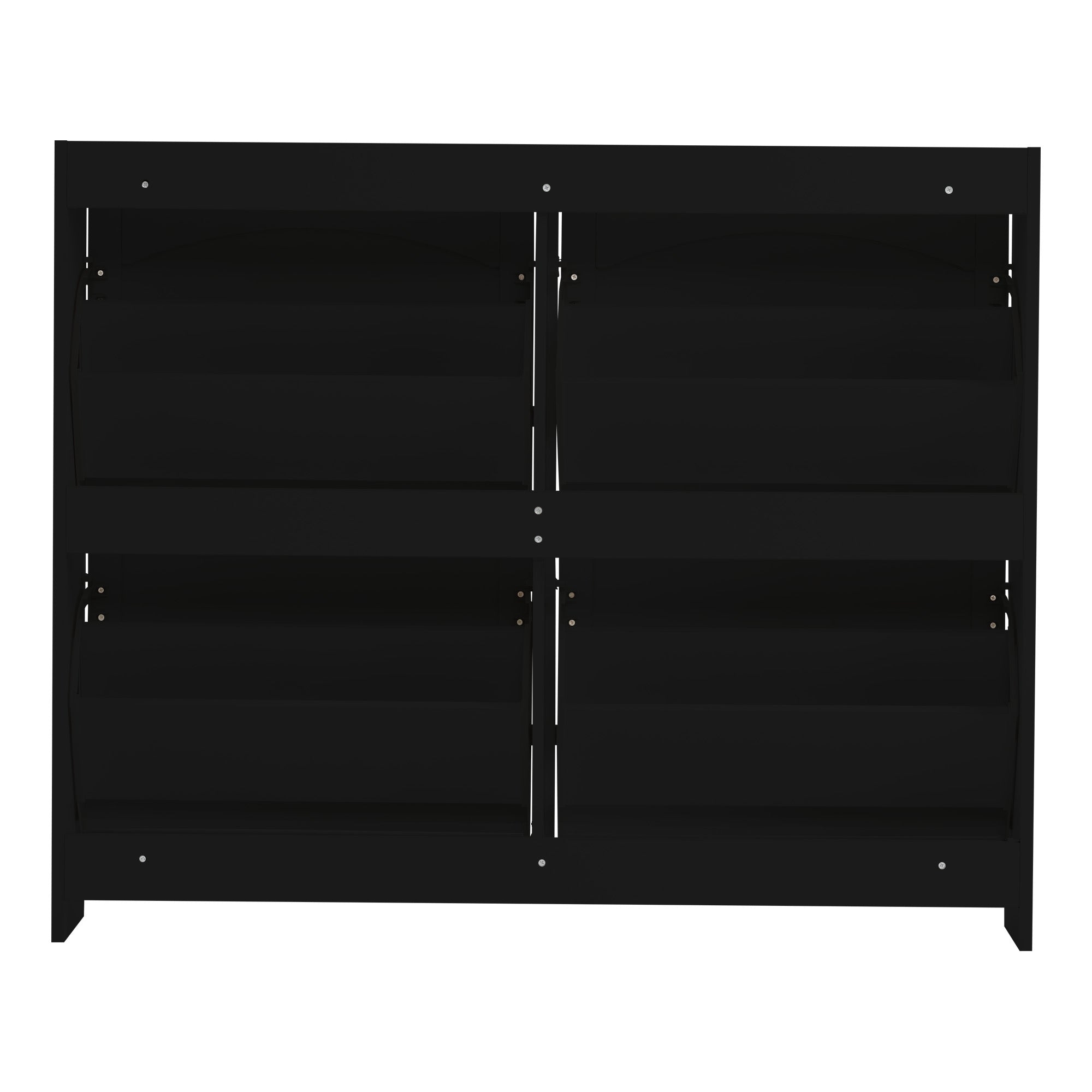 Logidon Moderne Schoenenkast Met 4 Kleppen Zwart 110 x 24 x 90 cm