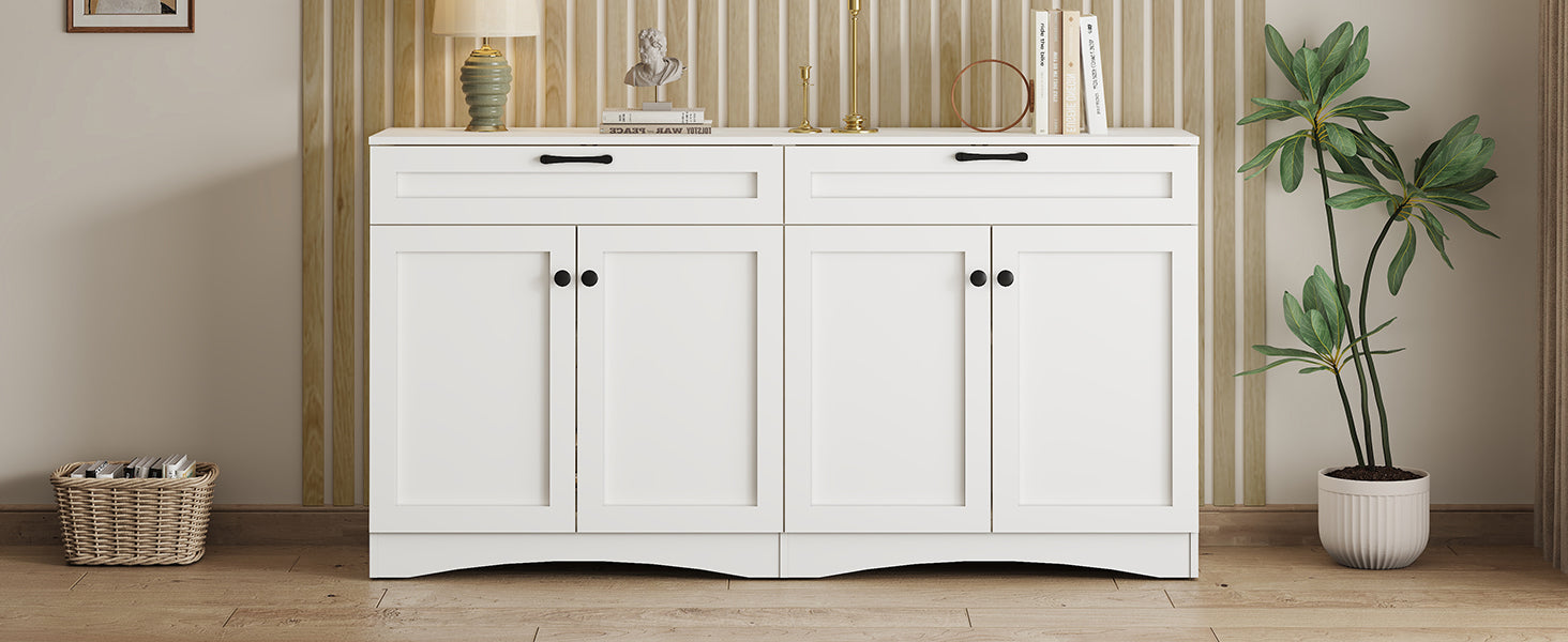 Logidon Dressoir 160 x 40 x 85 cm – Wit dressoir met 2 lades