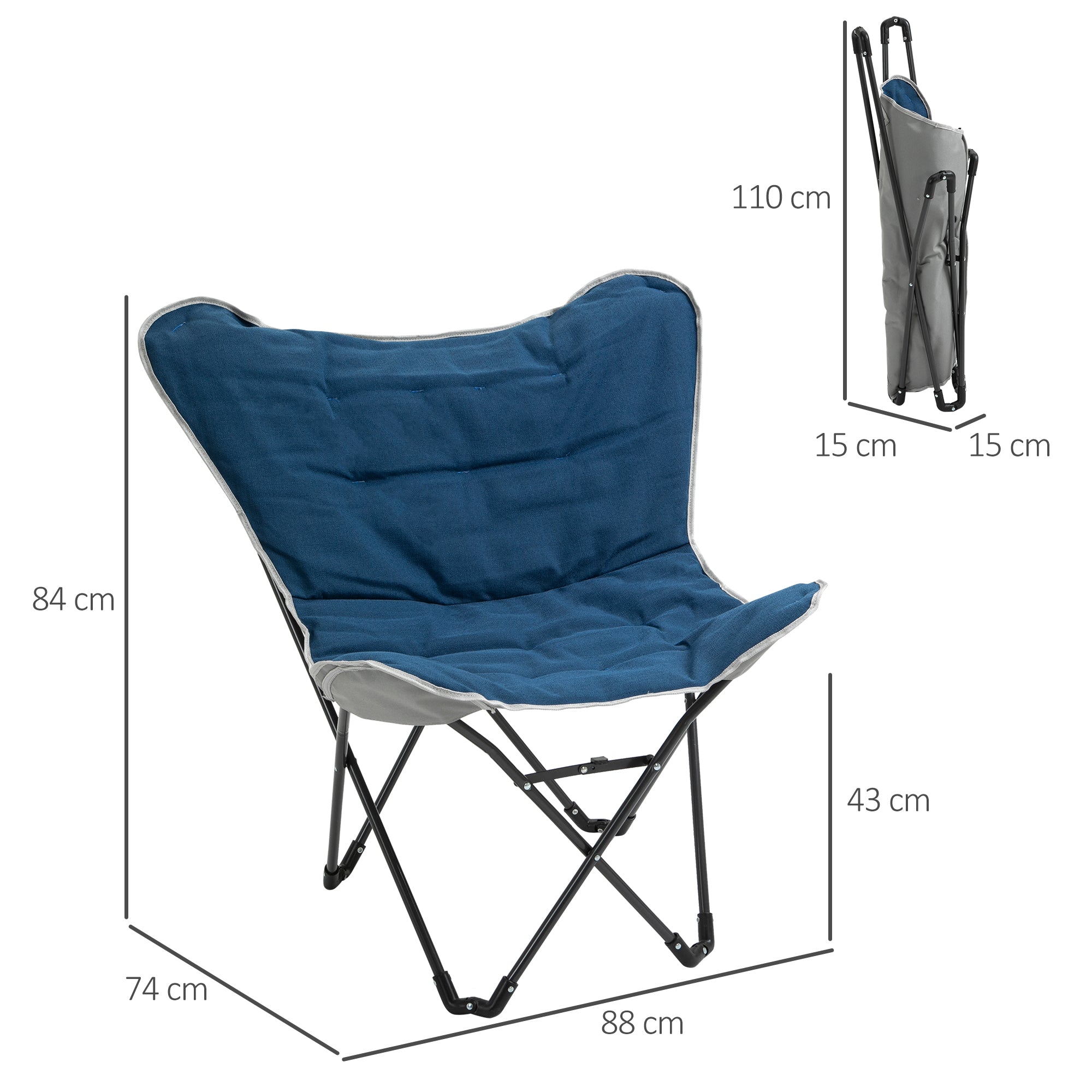 Logidon Campingstoel Blauw Opvouwbaar 120 kg Draagvermogen Lichtgewicht Armleuningen