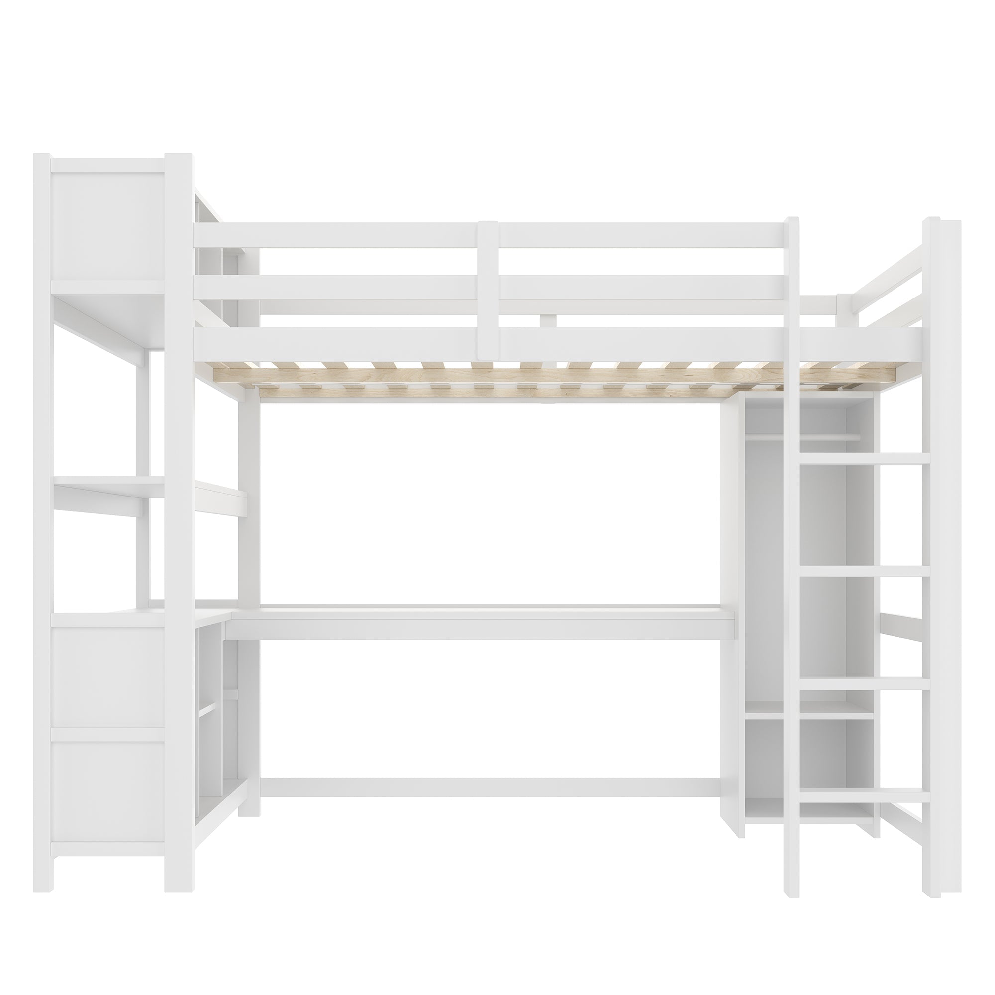 Logidon hoogslaper 140x200 cm met bureau en planken wit