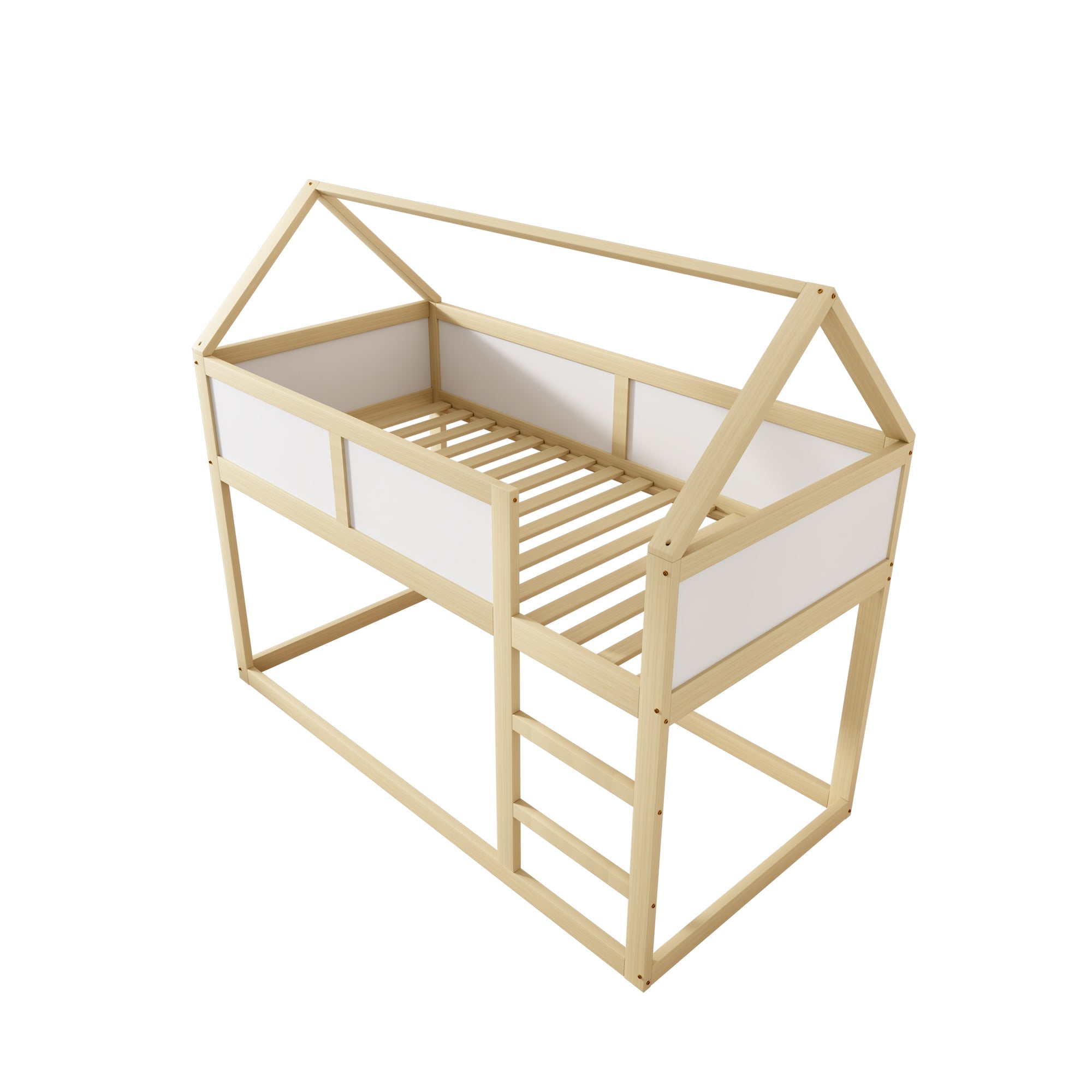 Logidon stapelbed kinderbed 90x200 cm lage hoogslaper met trap beige