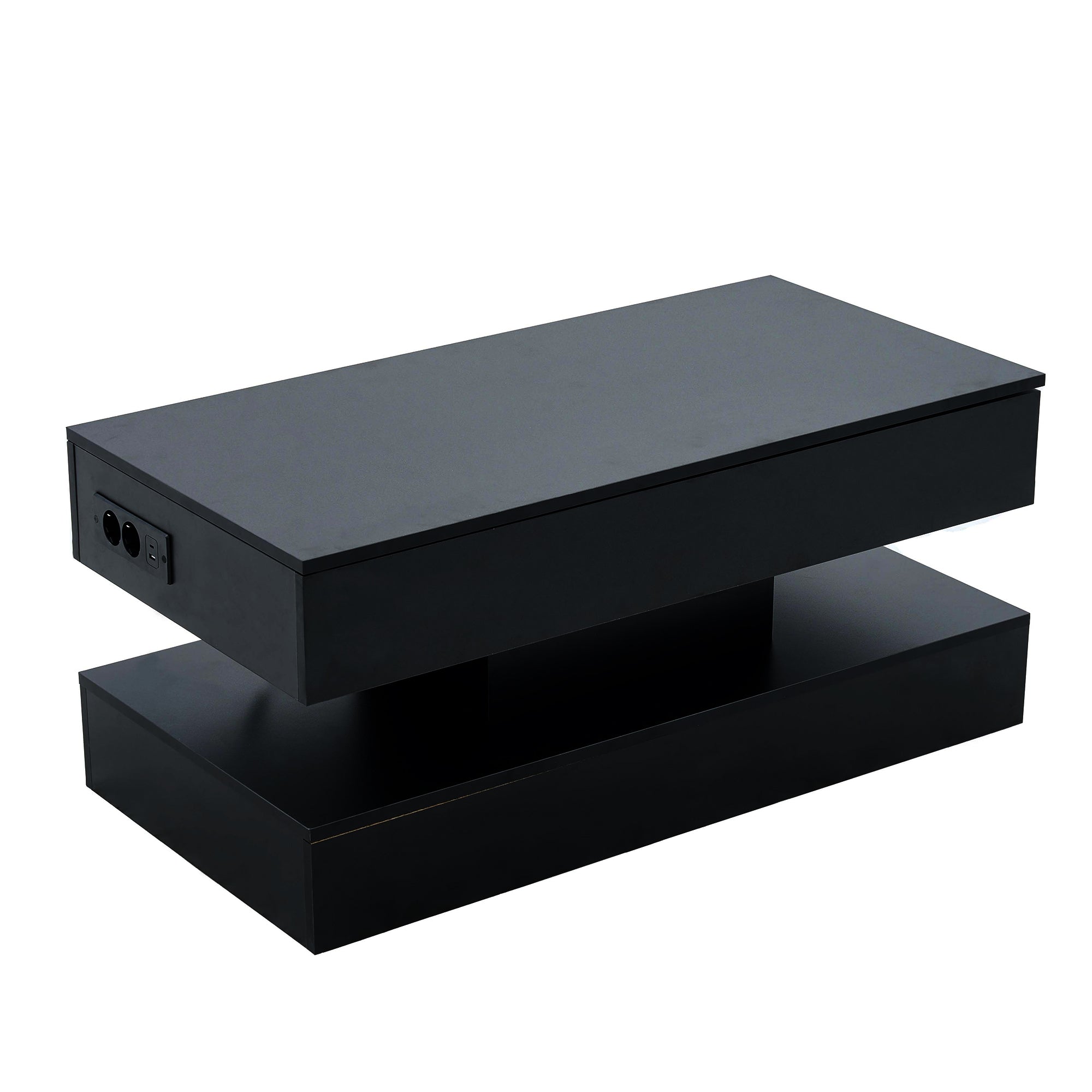 Logidon LED Salontafel met verborgen opbergruimte 100x50 cm Zwart