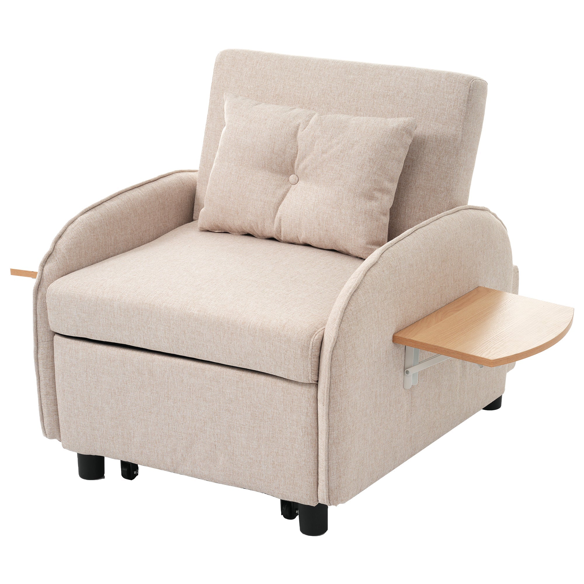 Logidon 3-in-1 slaapbank beige uitschuifbaar eenpersoonsbed ligstoel fauteuil