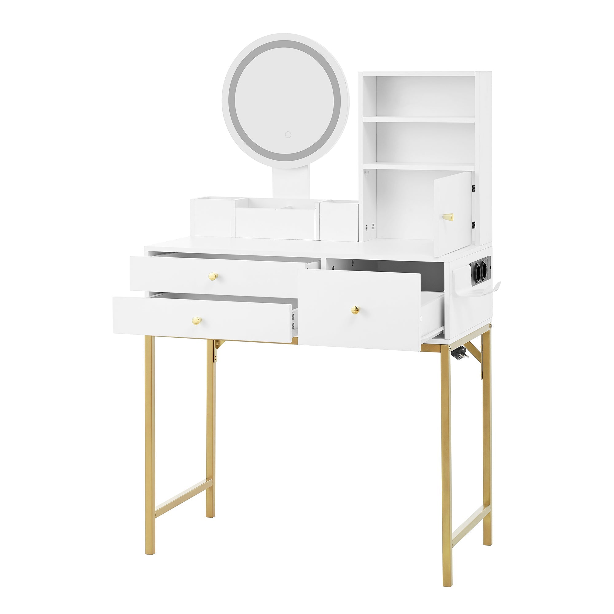 Logidon kaptafel met dimbare LED verlichting wit 80x40x134 cm
