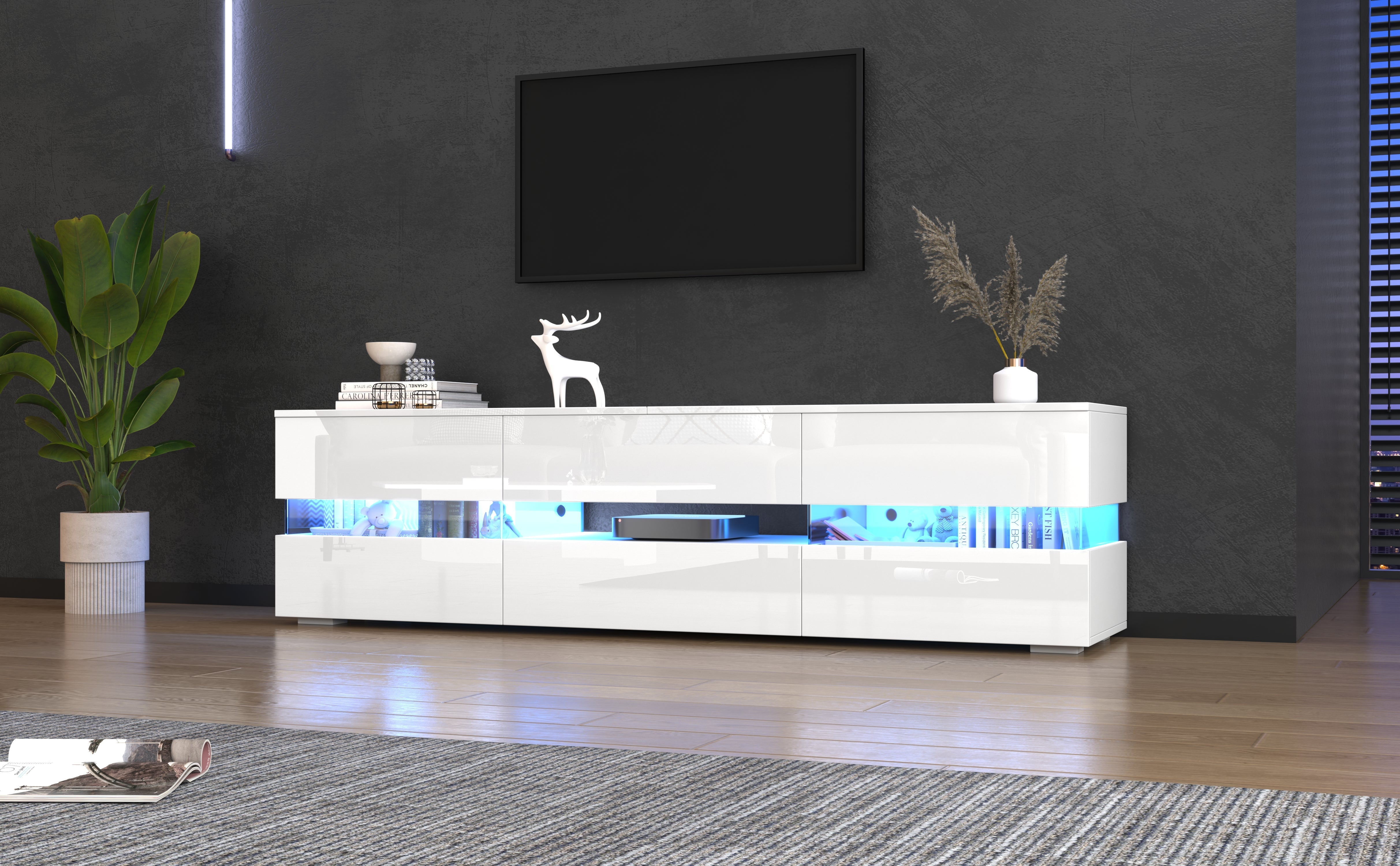 Logidon Wit hoogglans TV-meubel LED-verlichting 160x39x45 cm