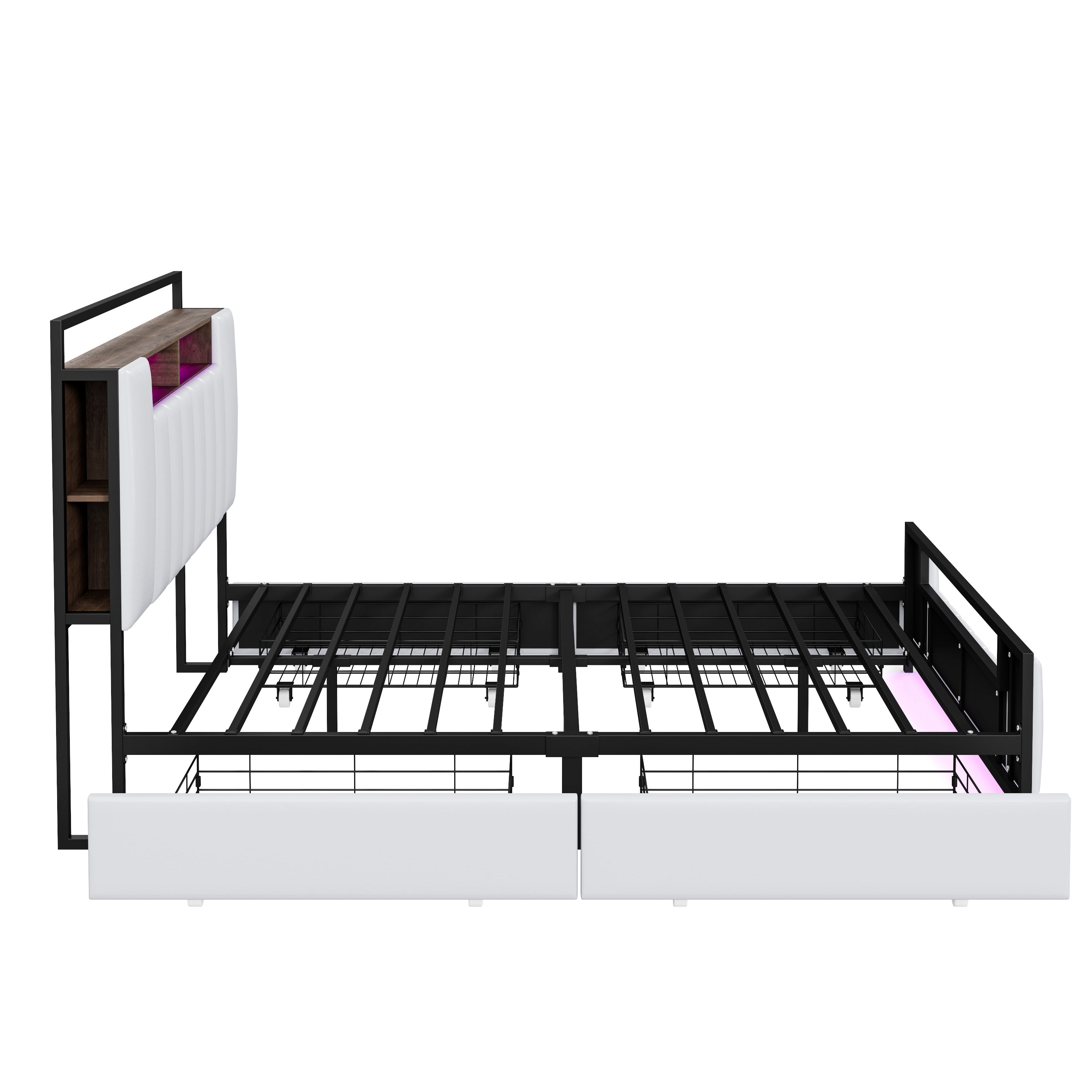 Logidon gestoffeerd bed 160x200 cm beige kunstleer met LED en USB