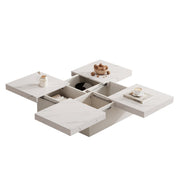 Logidon vierkante salontafel wit marmerlook 90x90x25 cm met lades