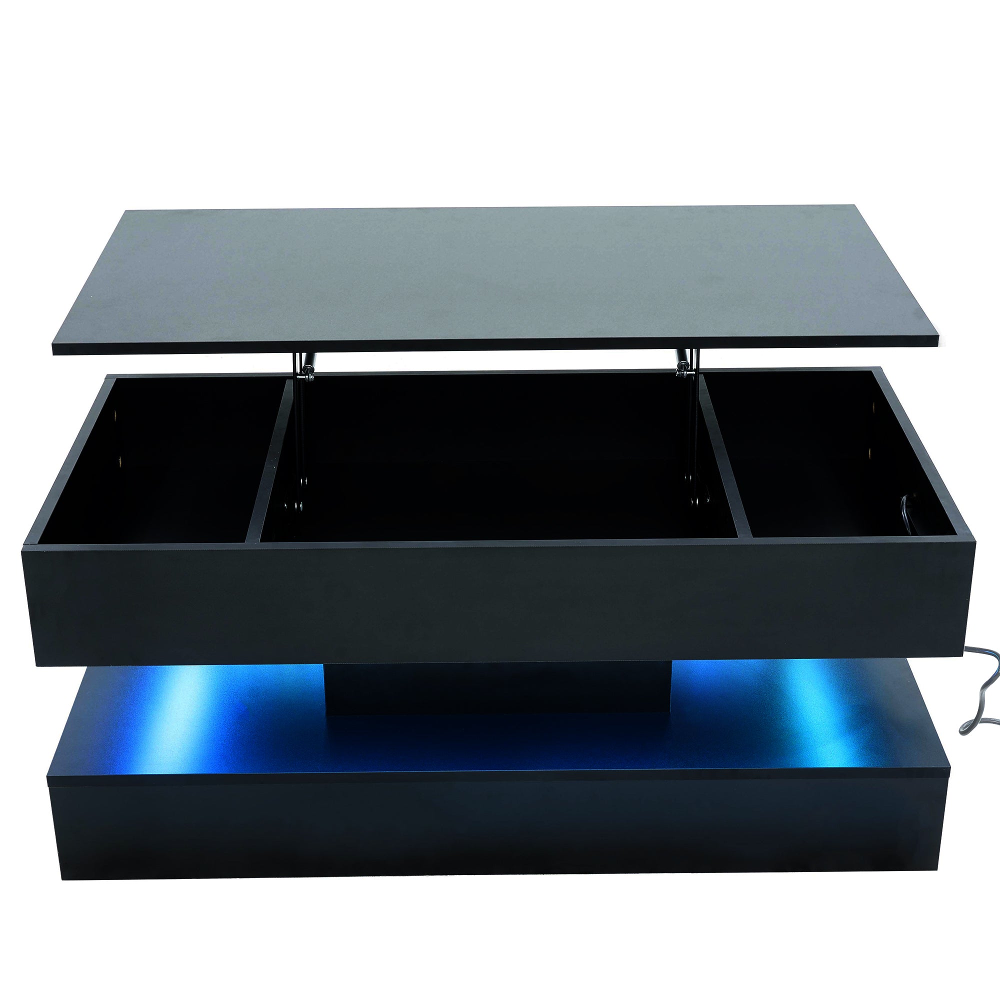 Logidon LED Salontafel met verborgen opbergruimte 100x50 cm Zwart