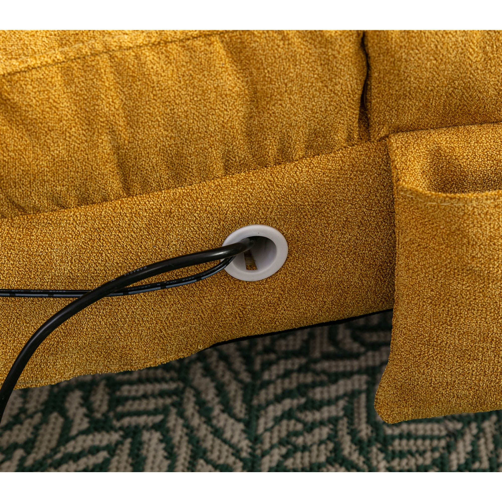 Logidon Linnen Massage Chaise Longue Met Afstandsbediening Mosterdgeel