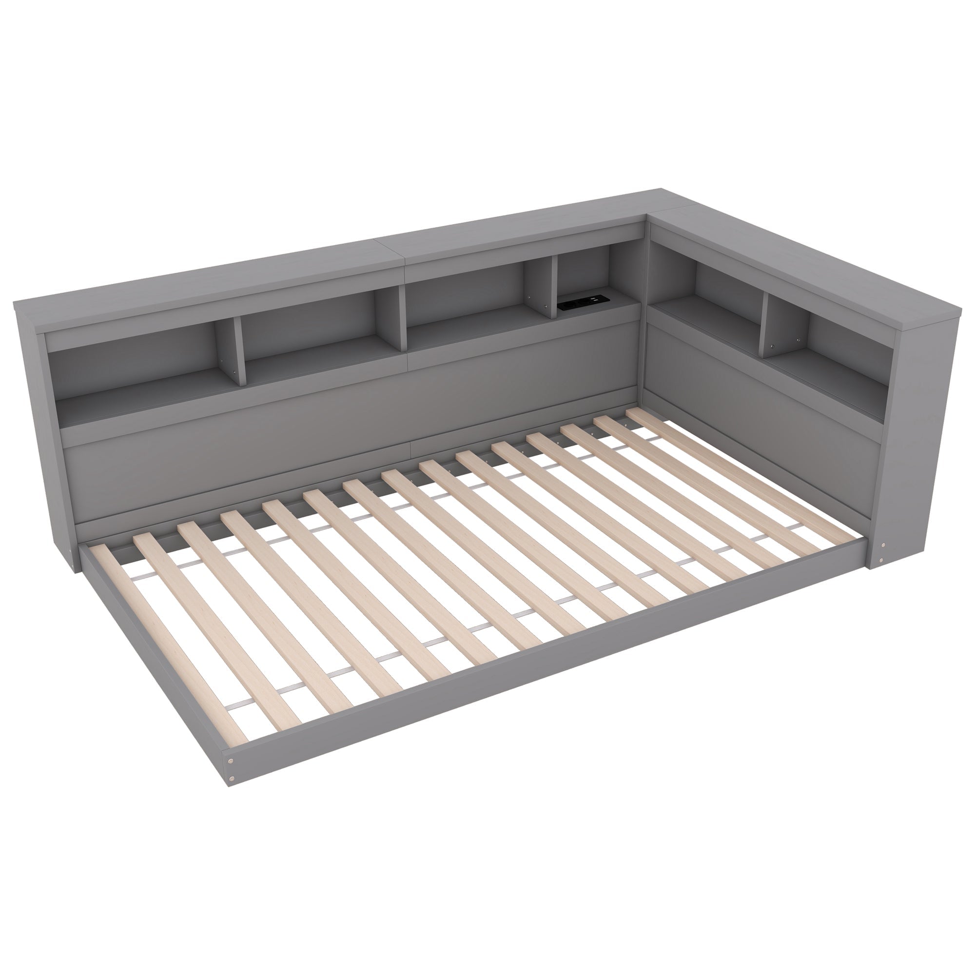 Logidon daybed 90x200 grijs inclusief stopcontact en USB lattenbodem
