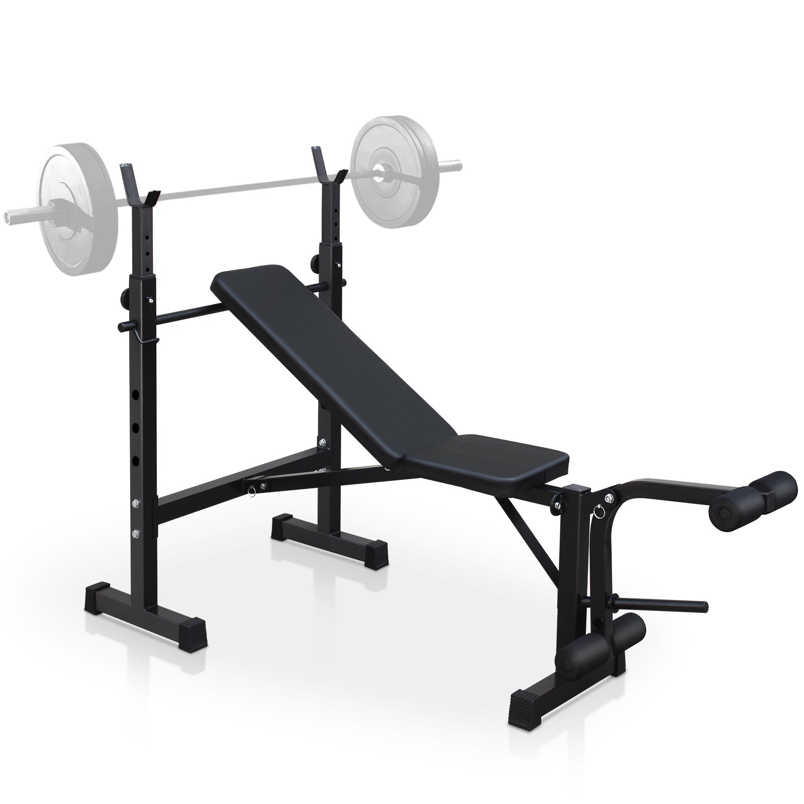 Logidon Olympische Halterbank met Squat Rack Verstelbaar Zwart