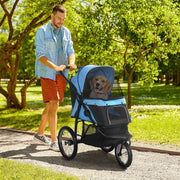 Logidon hondenbuggy blauw opvouwbaar met reflectoren en zonwering