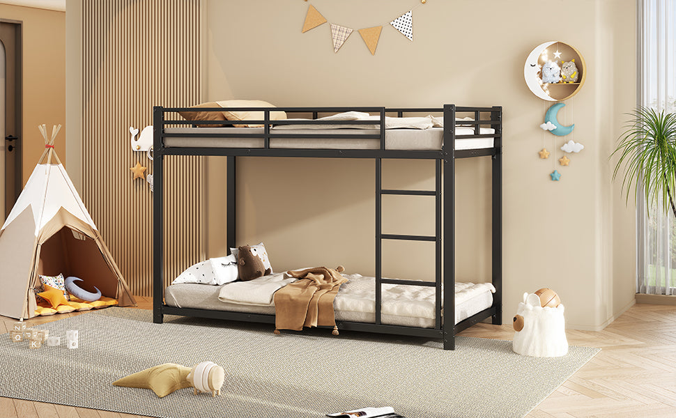 Logidon Bunk Bed Metal 90x200 Black Classic Shape Children's Bed