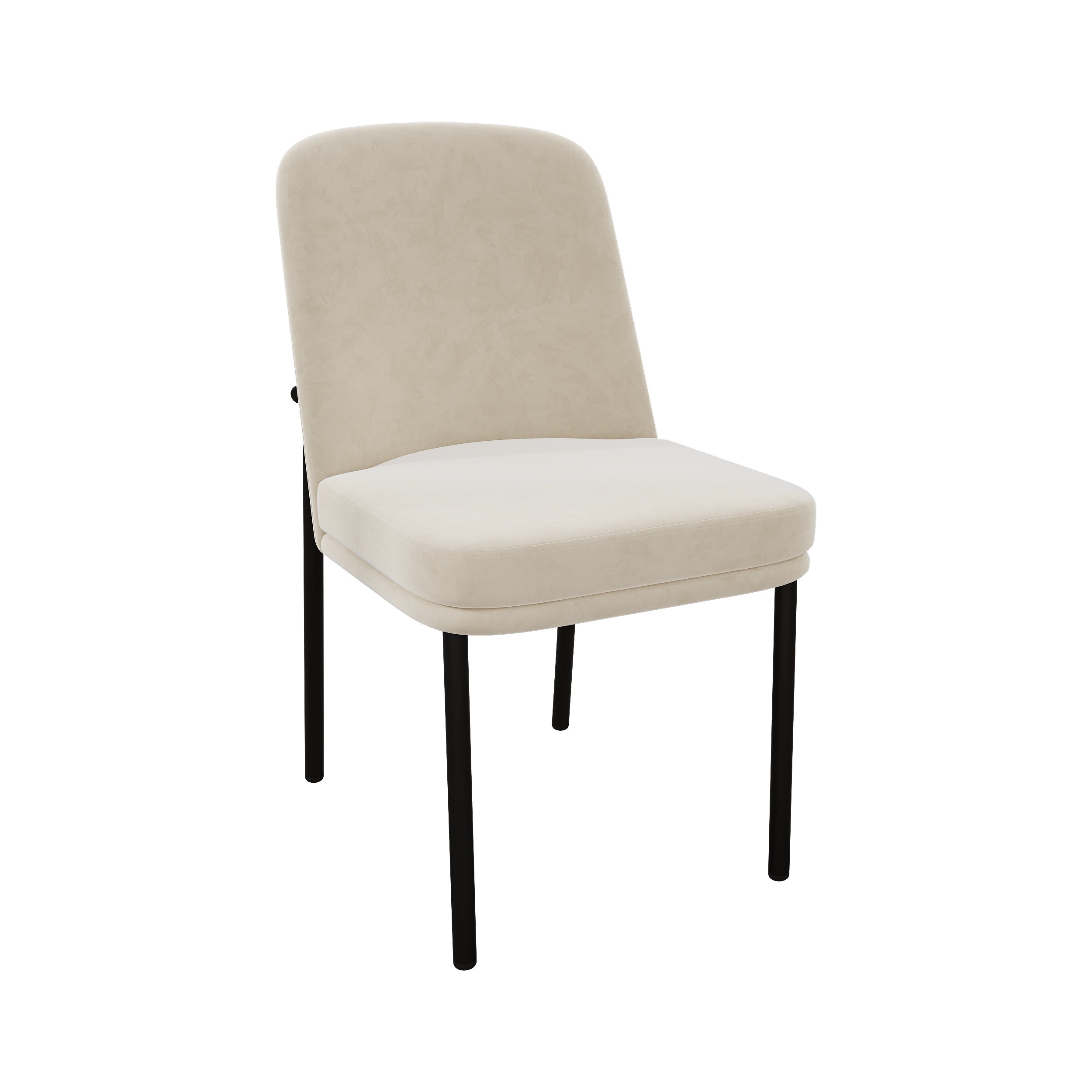 Logidon eetkamerstoelen set van 2 beige fluwelen dikke zitkussens metalen poten