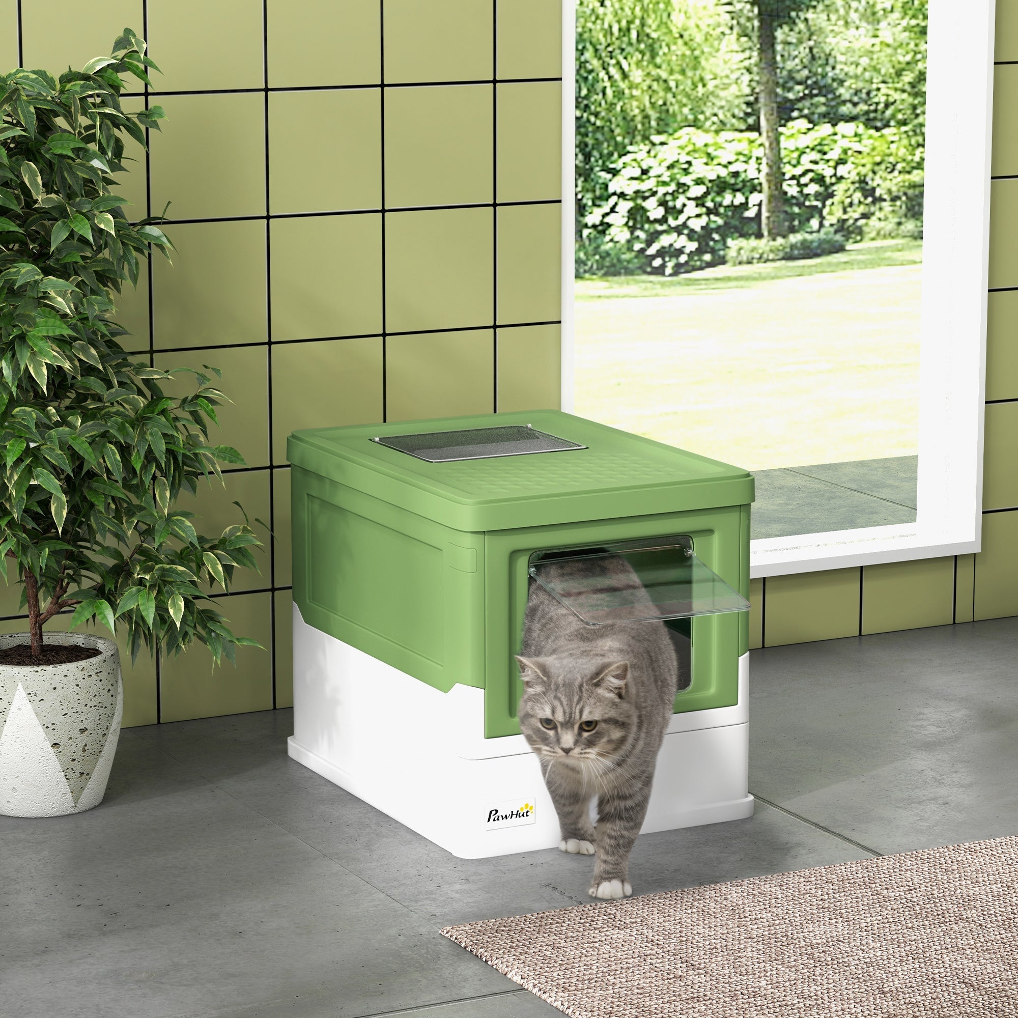 Logidon Kattenbak Met Deksel Kunststof Wit 47,5x35,5x36,7 cm