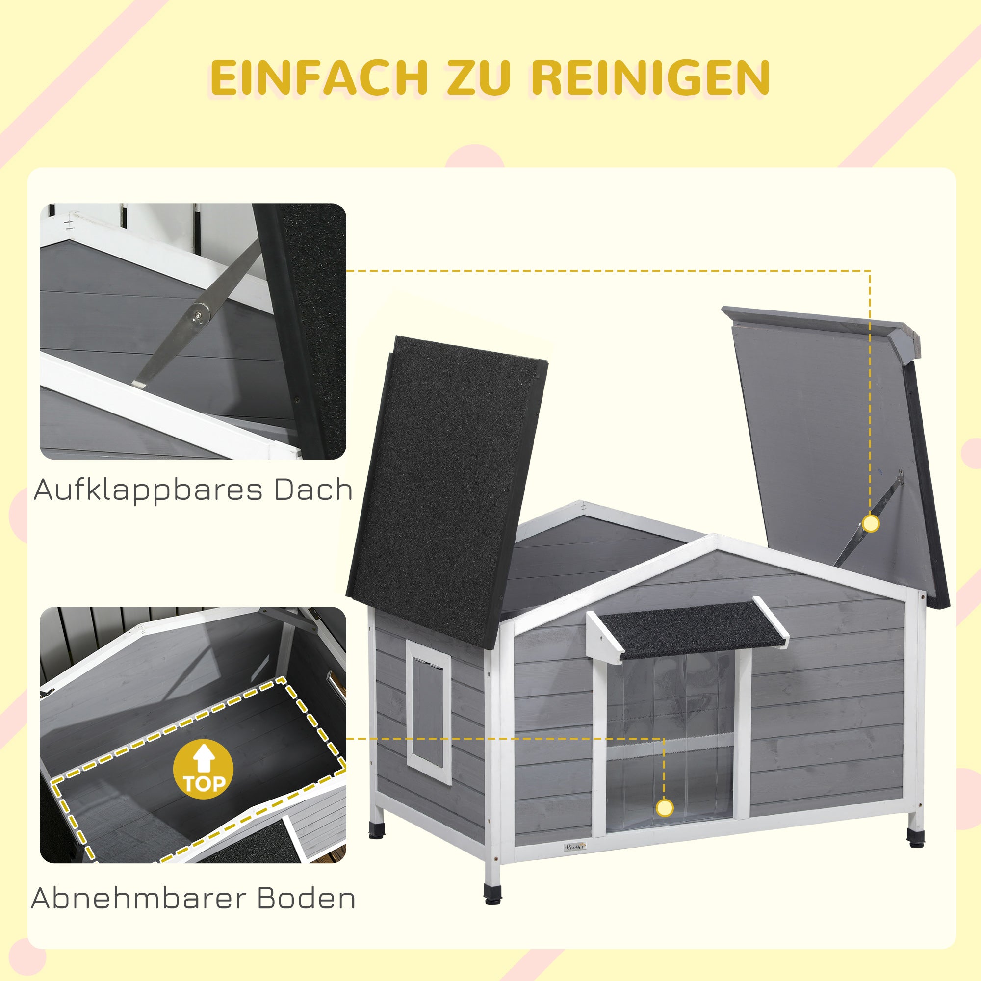 Logidon Dog Kennel Made of Fir Wood Weatherproof Roof Opening 109x79x72 Cm