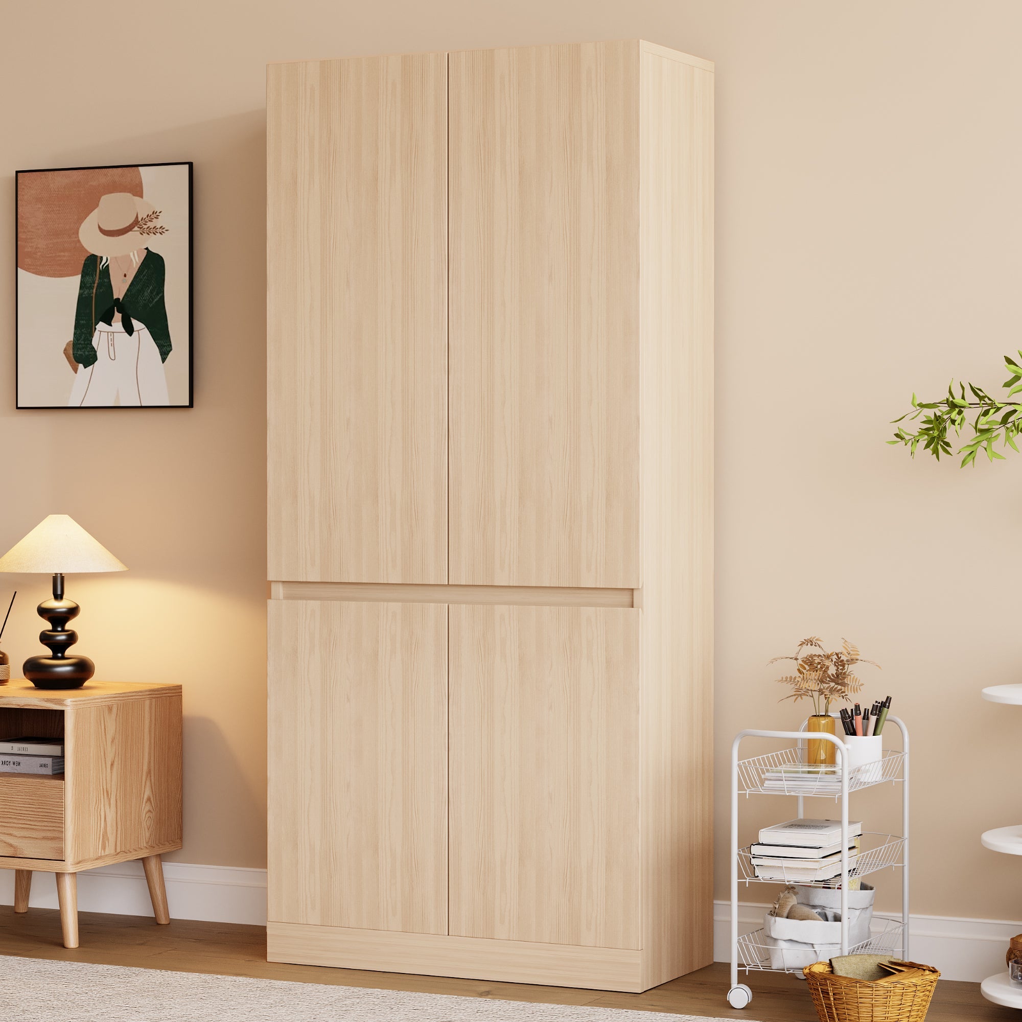 Logidon kledingkast 70x40x170 cm dubbele deur design houtkleur