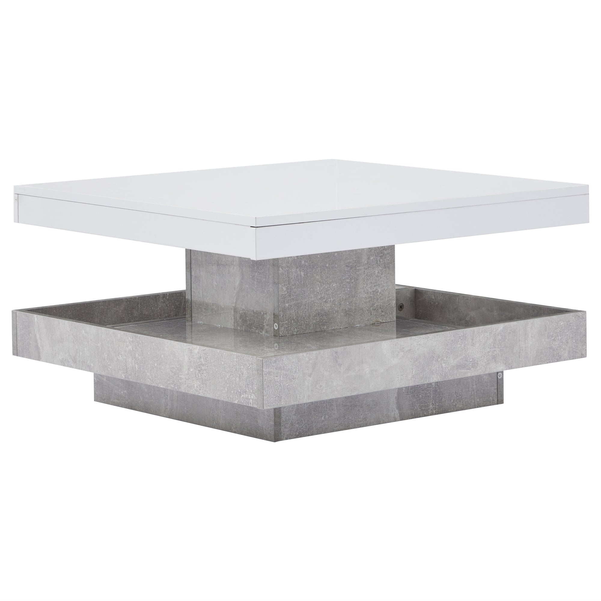 Logidon 360 graden draaibare salontafel 70x70x36 cm wit hoogglans