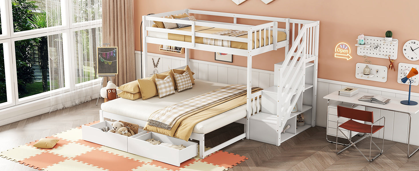 Logidon stapelbed 90x200 wit met uitschuifbaar bed 2 lades