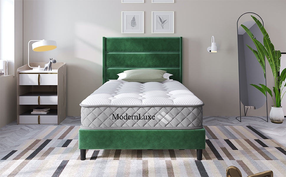 Logidon gestoffeerd bed 90x200 cm fluweel donkergroen met lattenbodem