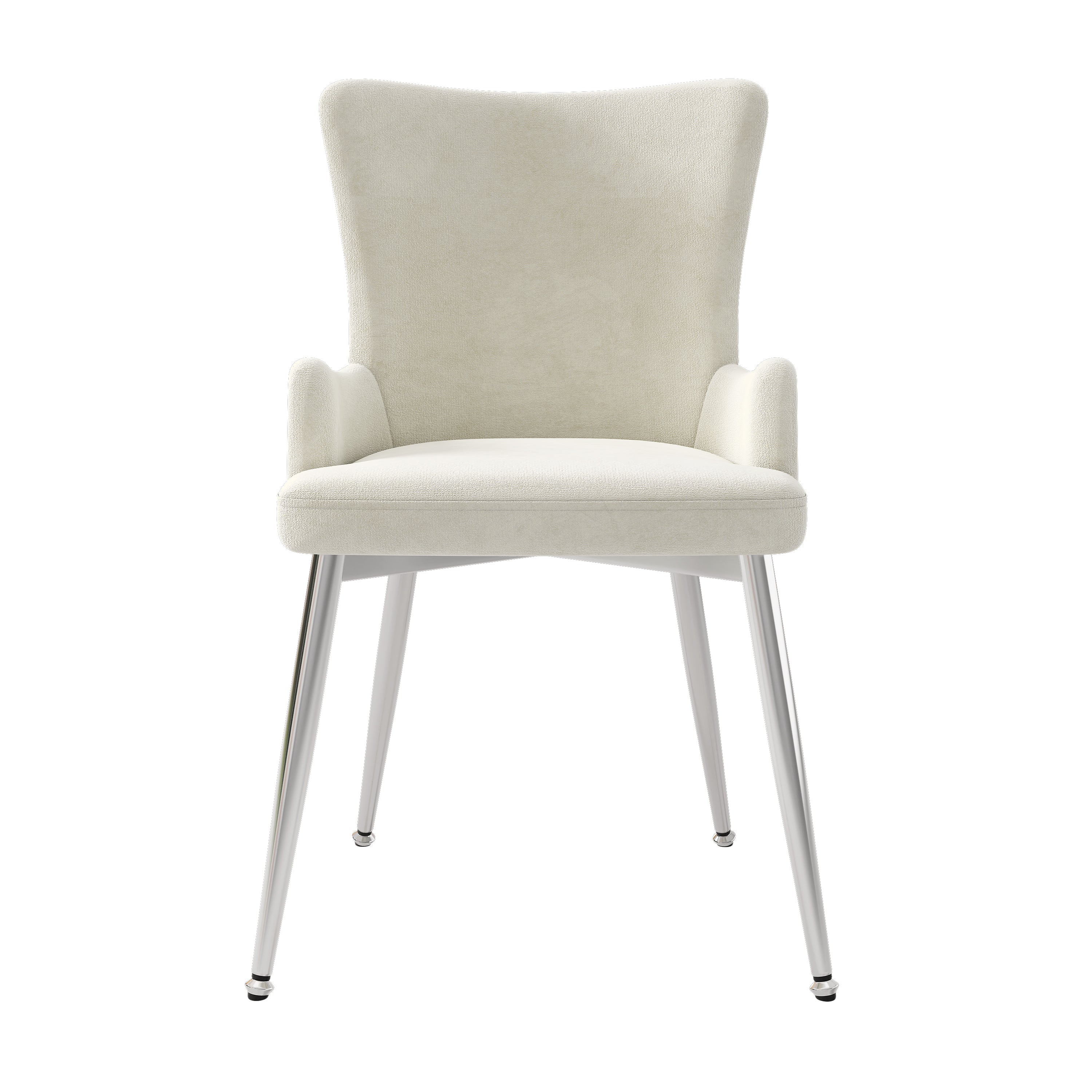 Logidon Velvet Dining Chair Set 6 Beige With Silver Metal Legs