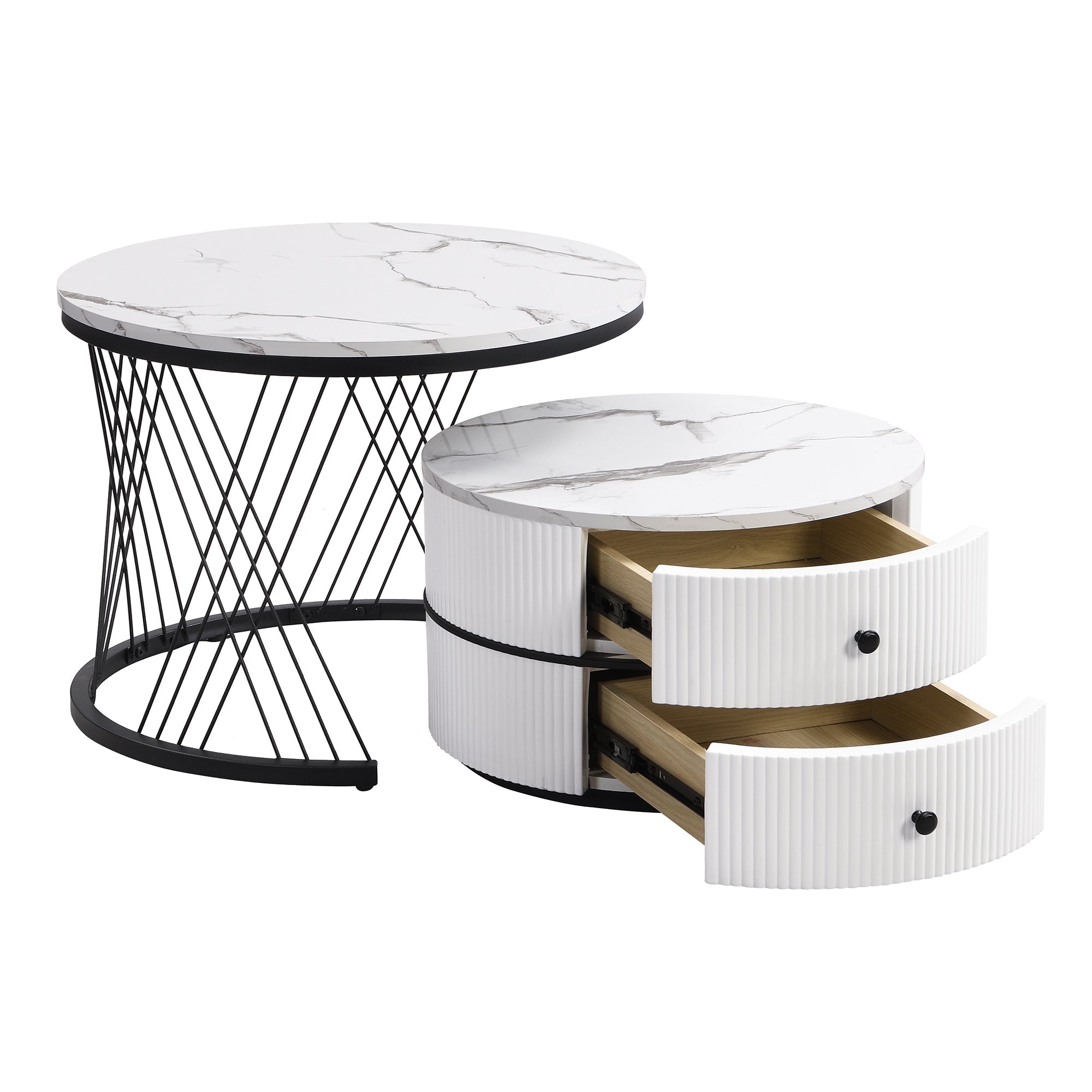 Logidon Elegant Nest salontafelset wit, 2-delig, 60x60/50x50