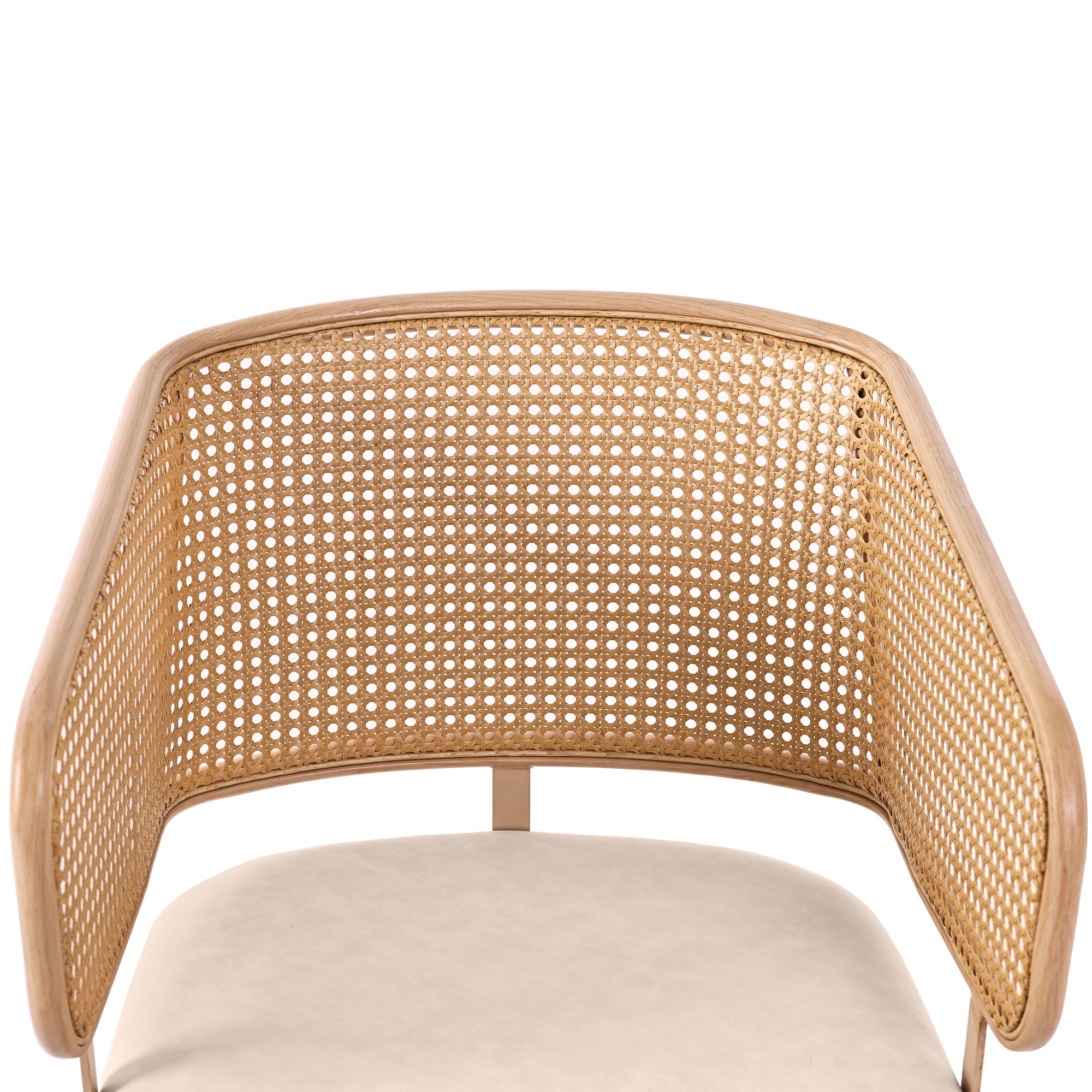 Logidon Set of 4 Dining Chairs Rattan Back PU Leather Beige Brown