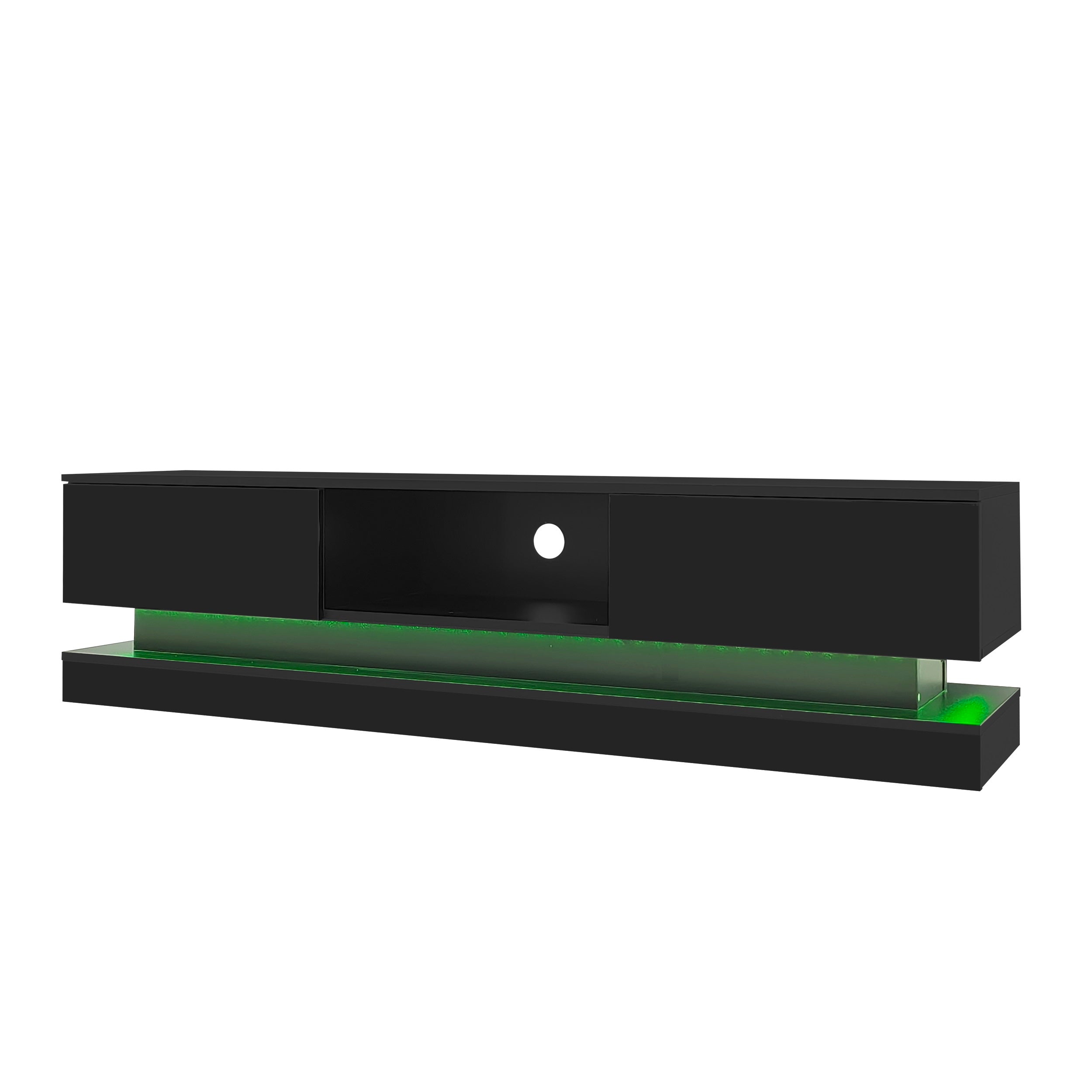 Logidon Zwart Hoogglans TV-meubel 160 CM Met LED 2 Laden