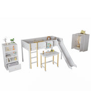 Logidon complete bedroom 3-piece loft bed with slide white/natural
