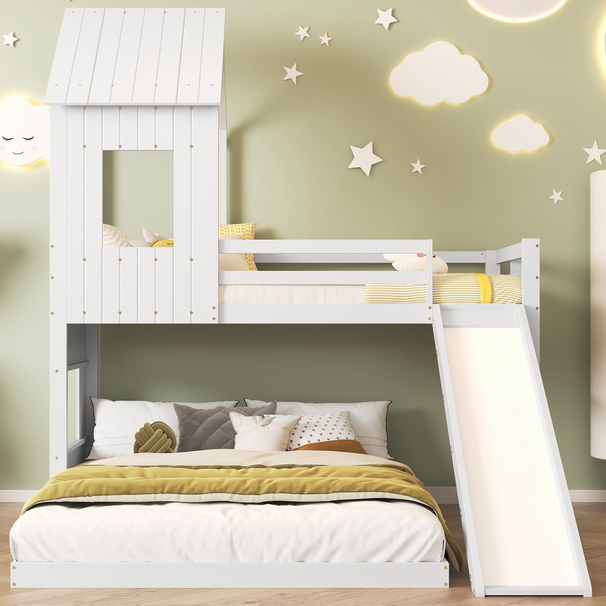 Logidon Stapelbed Met Glijbaan Wit 90x200cm en 140x200cm