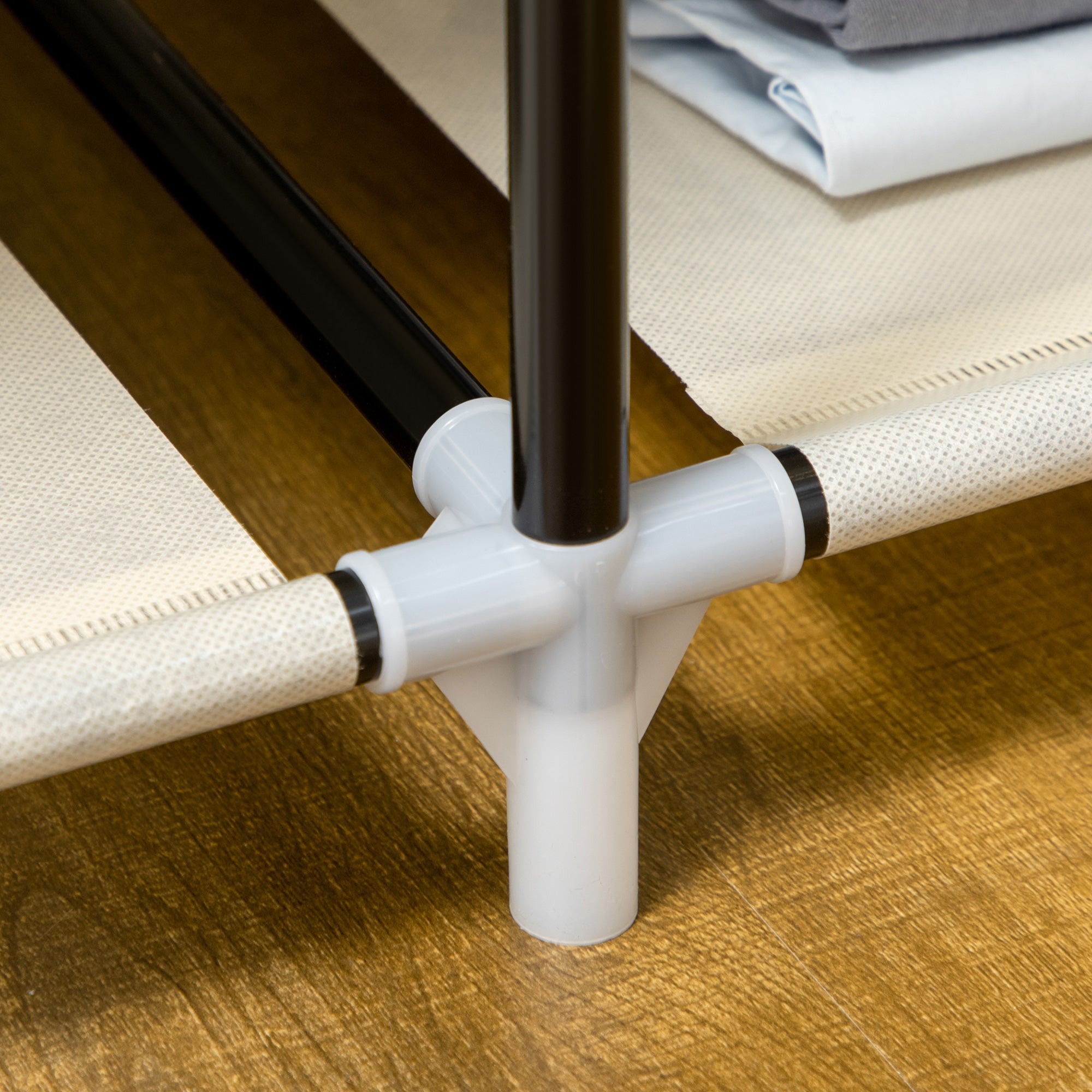 Logidon Crème Opvouwbare stoffen kast met 2 stangen en 6 vakken 103x43x162 cm
